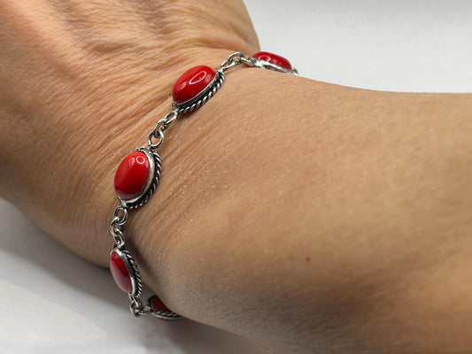 Vintage Coral Red Toggle Bracelet