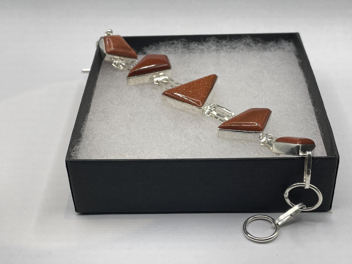 Vintage Goldstone Silver Toggle Bracelet