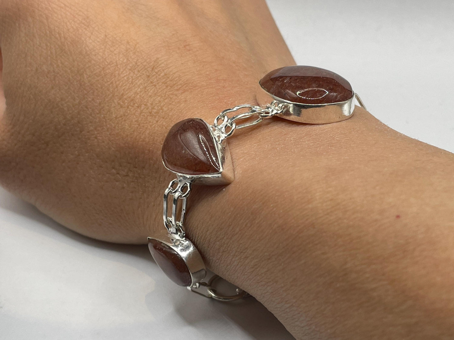 Vintage Red Carnelian Silver Toggle Bracelet