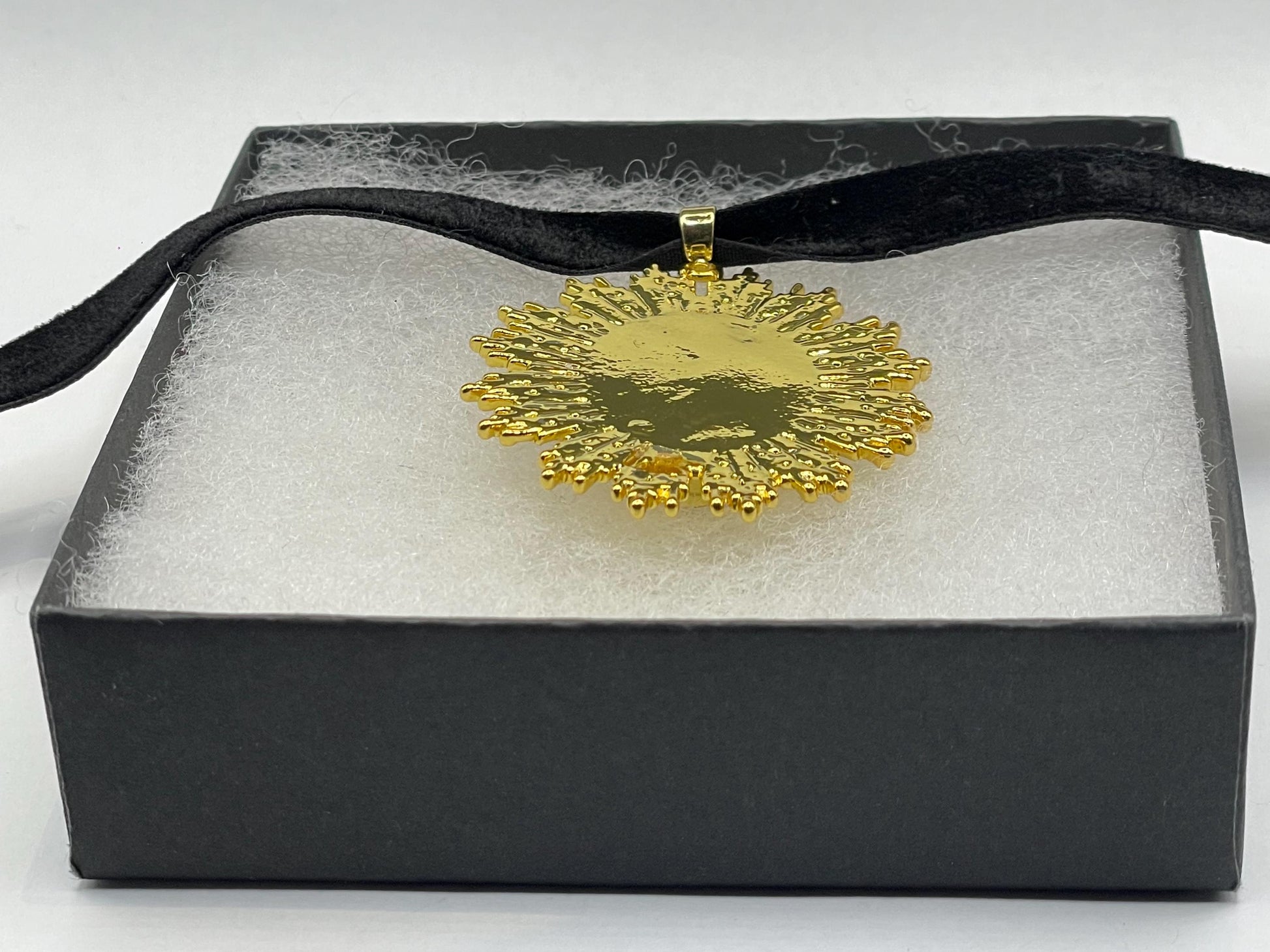 Vintage Pearl Sun Black Velvet Choker Gold Filled Pendant