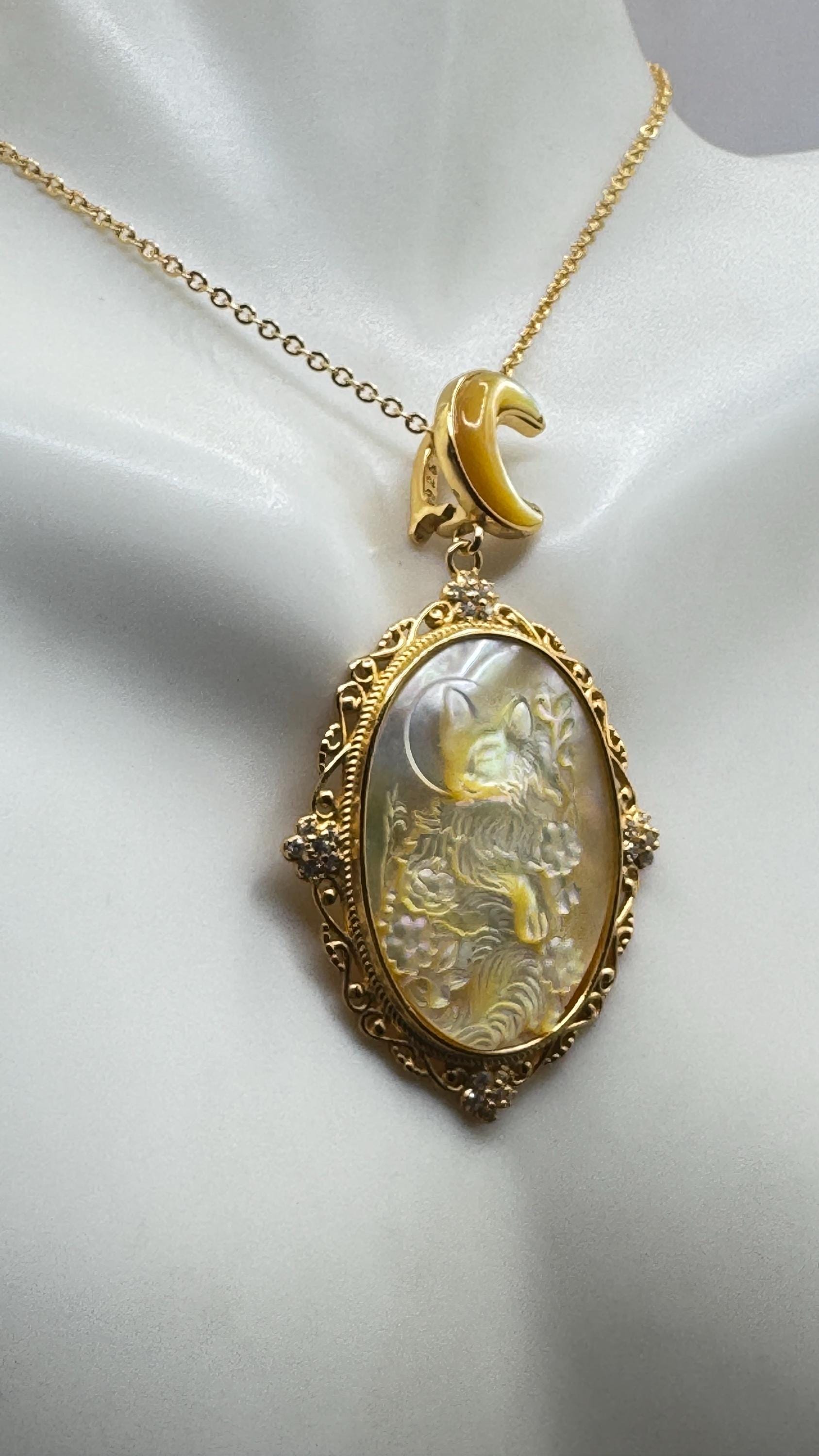 Vintage Cameo Cat 925 Sterling Silver Necklace Choker