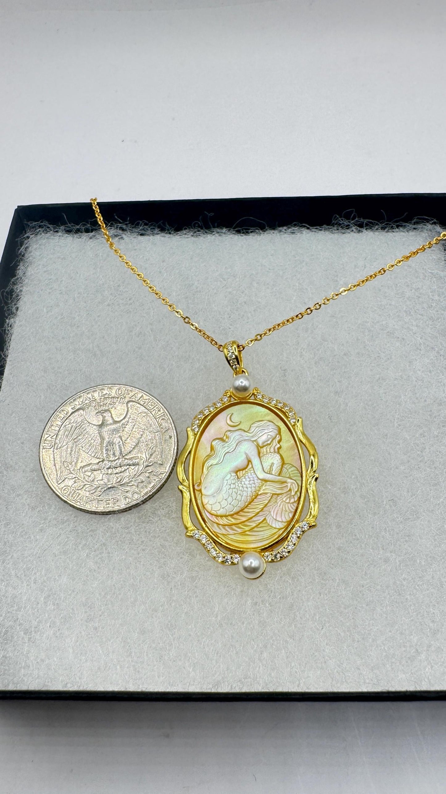 Vintage Cameo Mermaid 925 Sterling Silver Necklace Choker