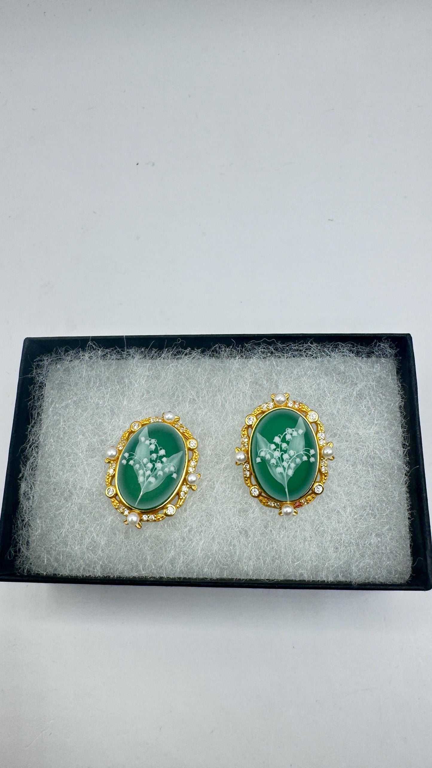 Vintage Cameo Yellow Gold 925 Sterling Silver Earrings
