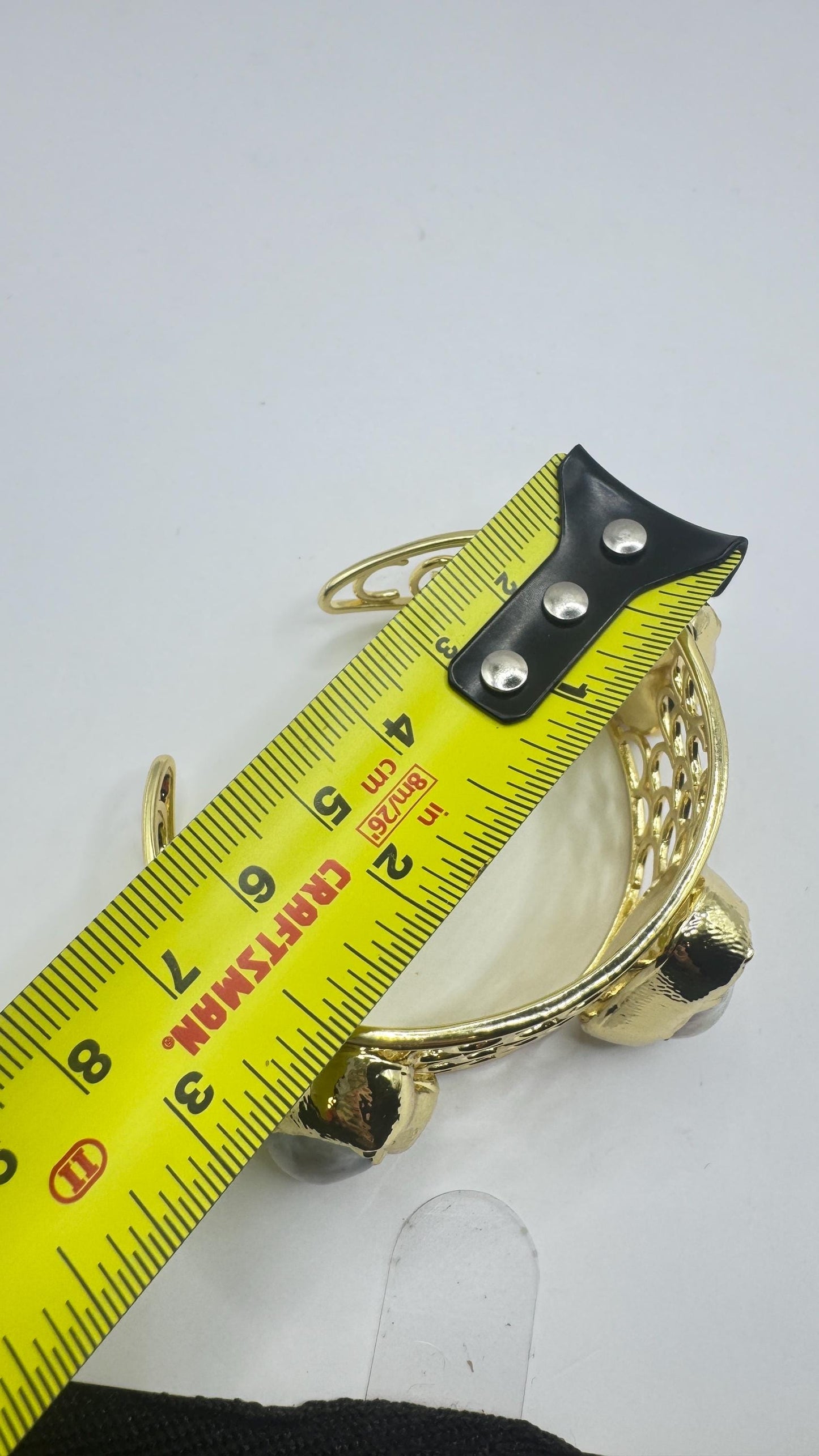 Vintage Pearl Cuff Bangle Bracelet Gold 925 Sterling Silver Hand Made