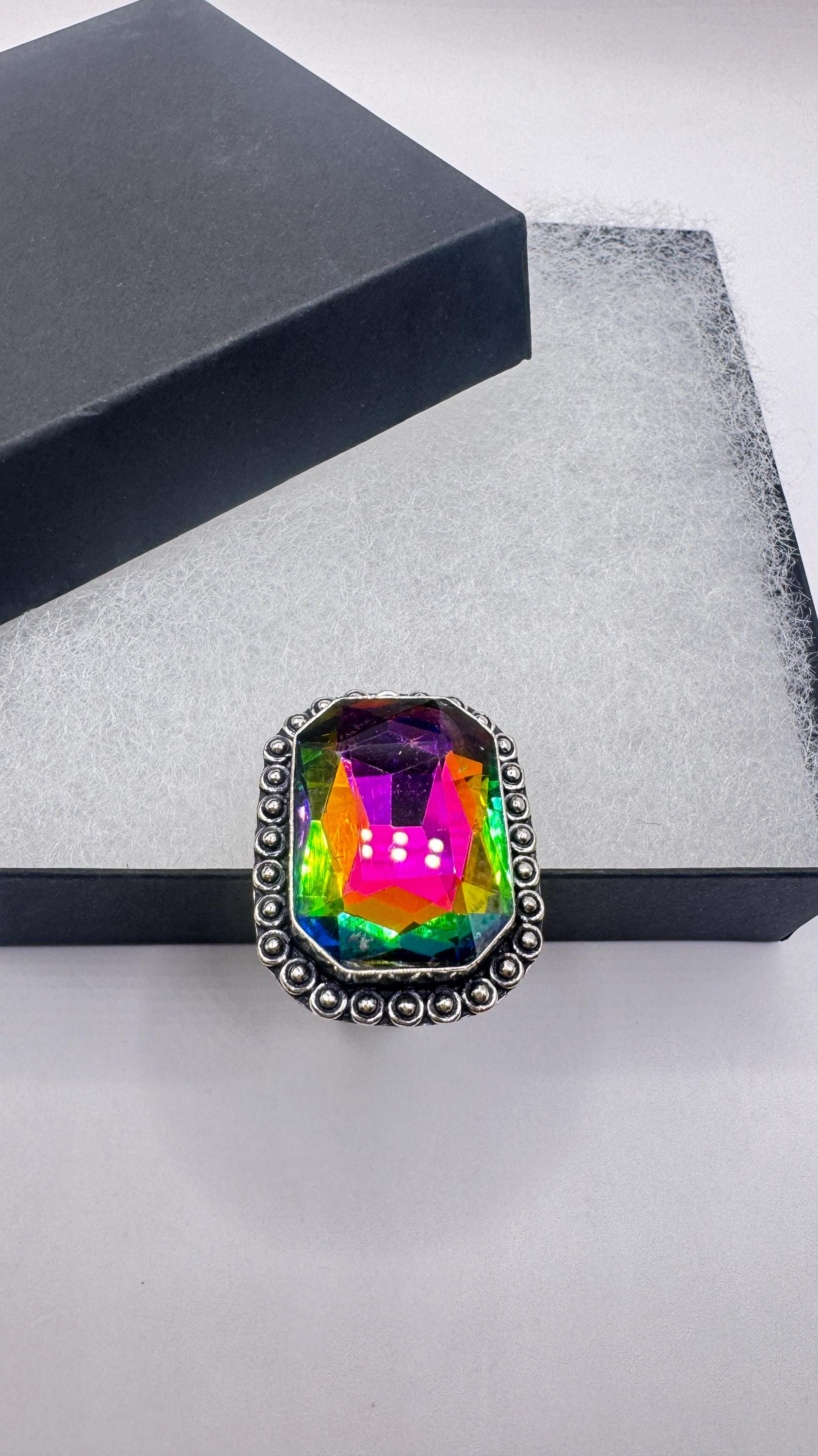 Vintage Rainbow Glass Ring