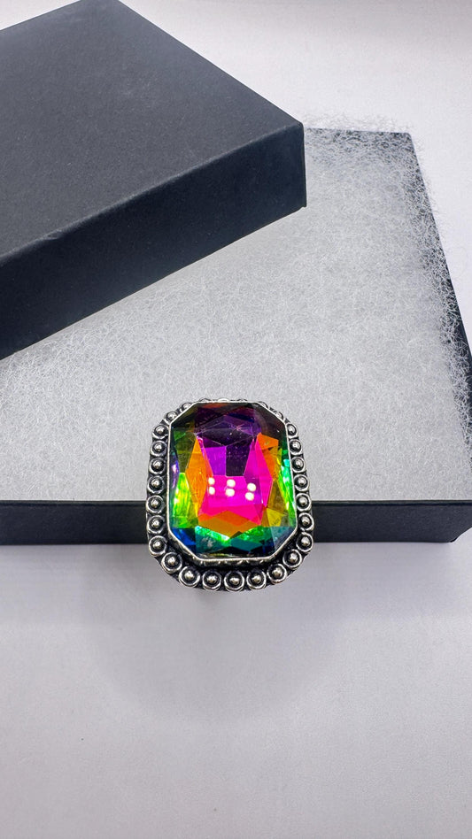 Vintage Rainbow Glass Ring