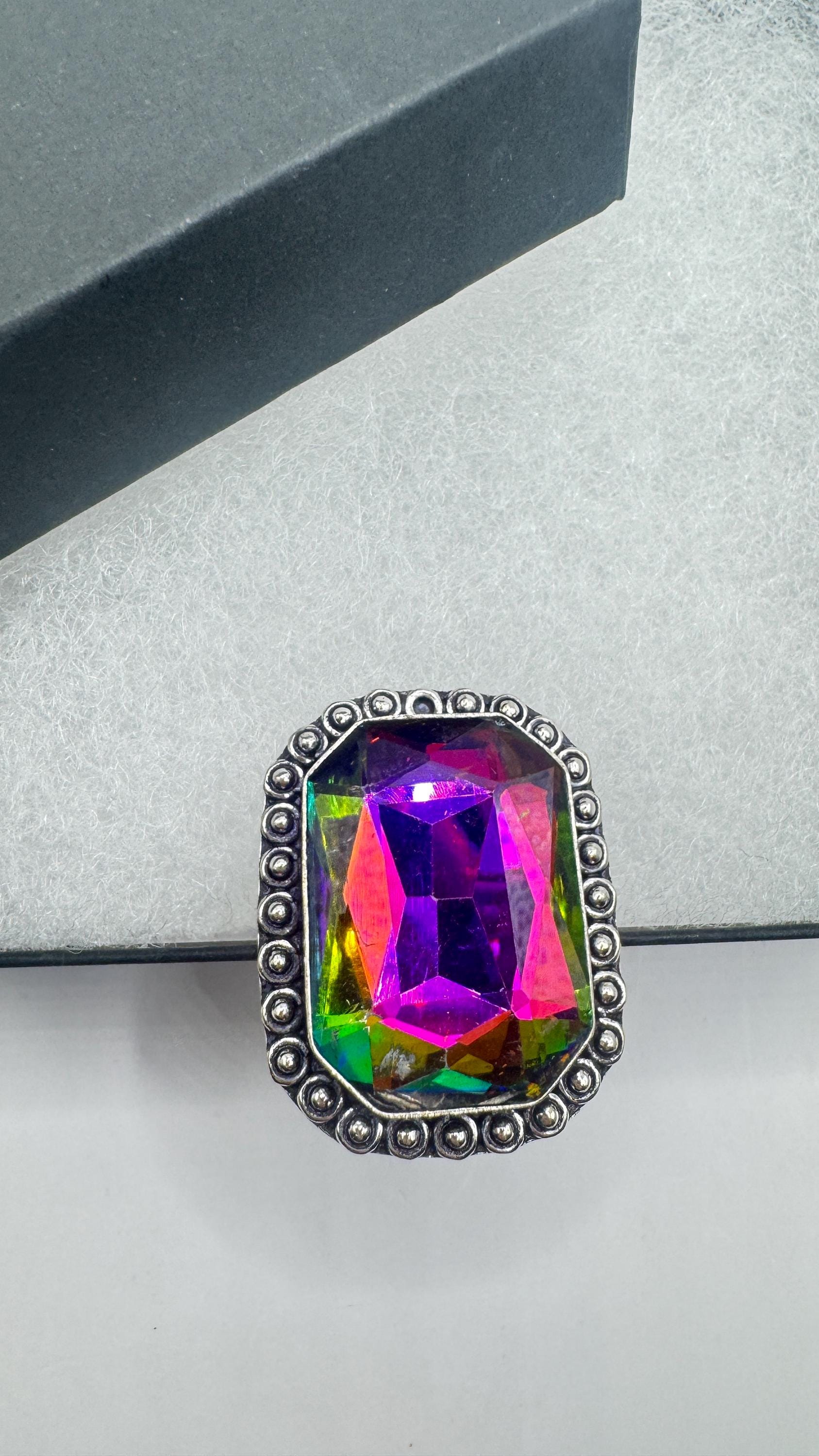 Vintage Rainbow Glass Ring