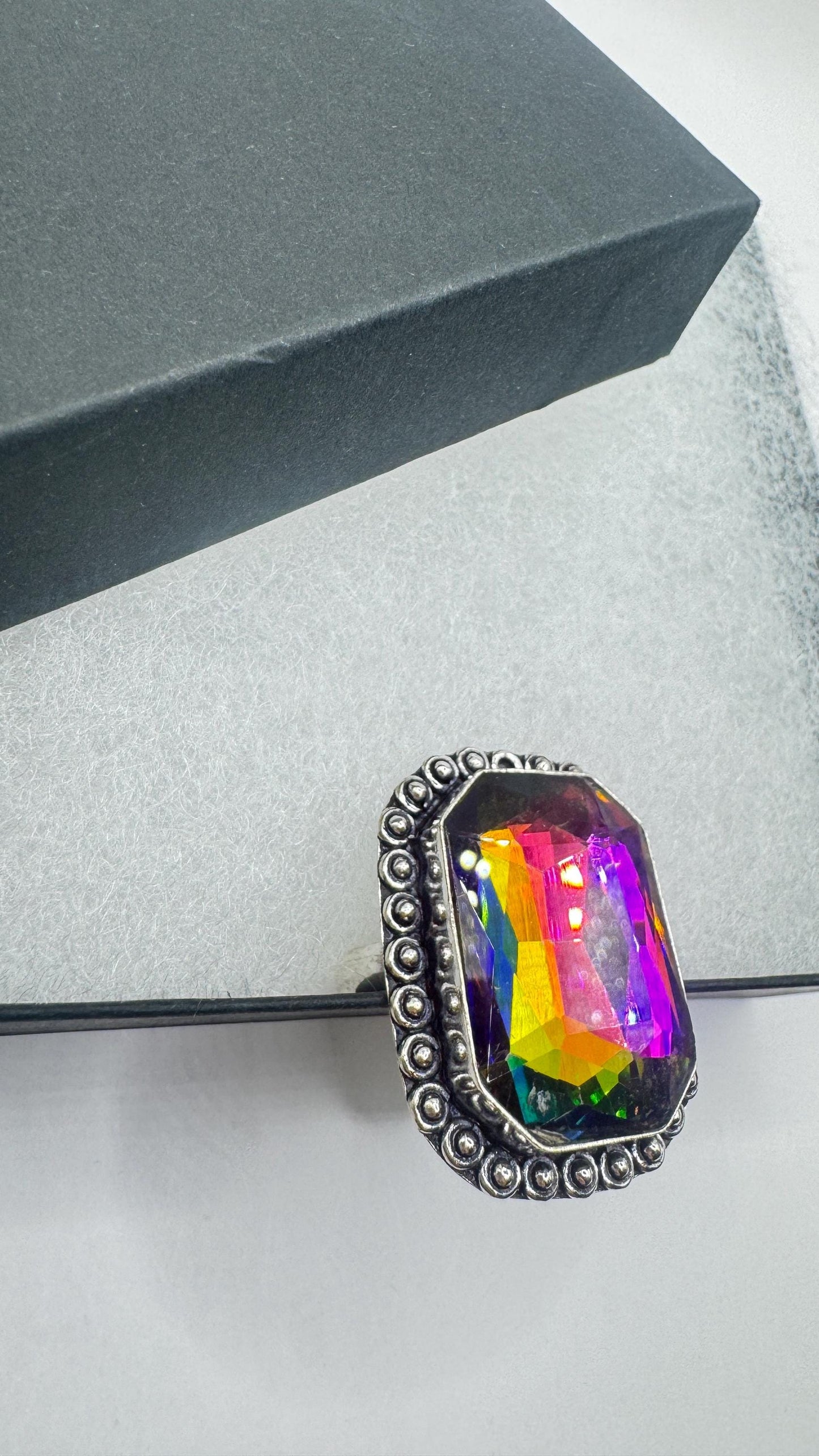 Vintage Rainbow Glass Ring