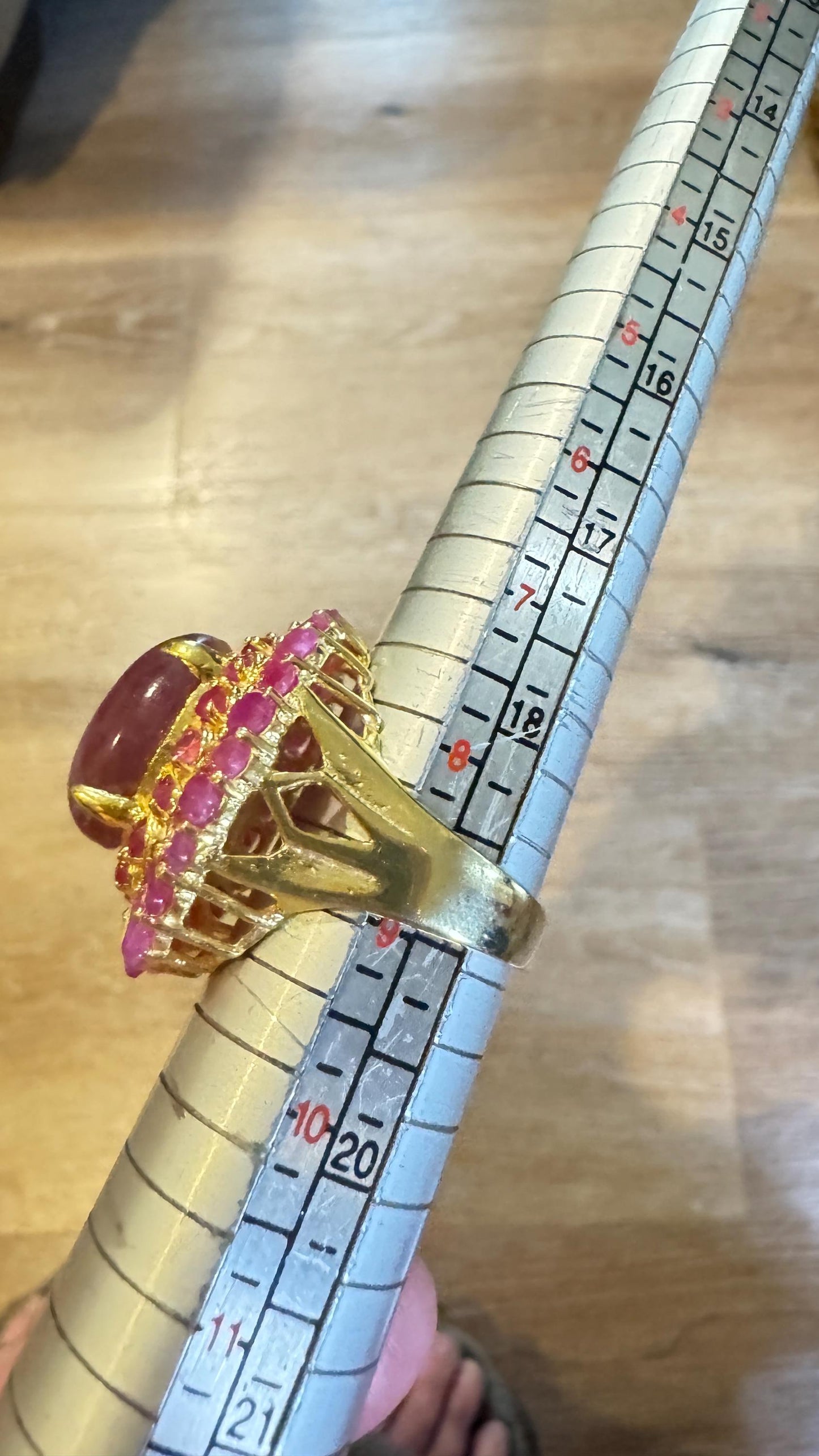 Vintage Pink Star Ruby Gold 925 Sterling Silver Cocktail Ring