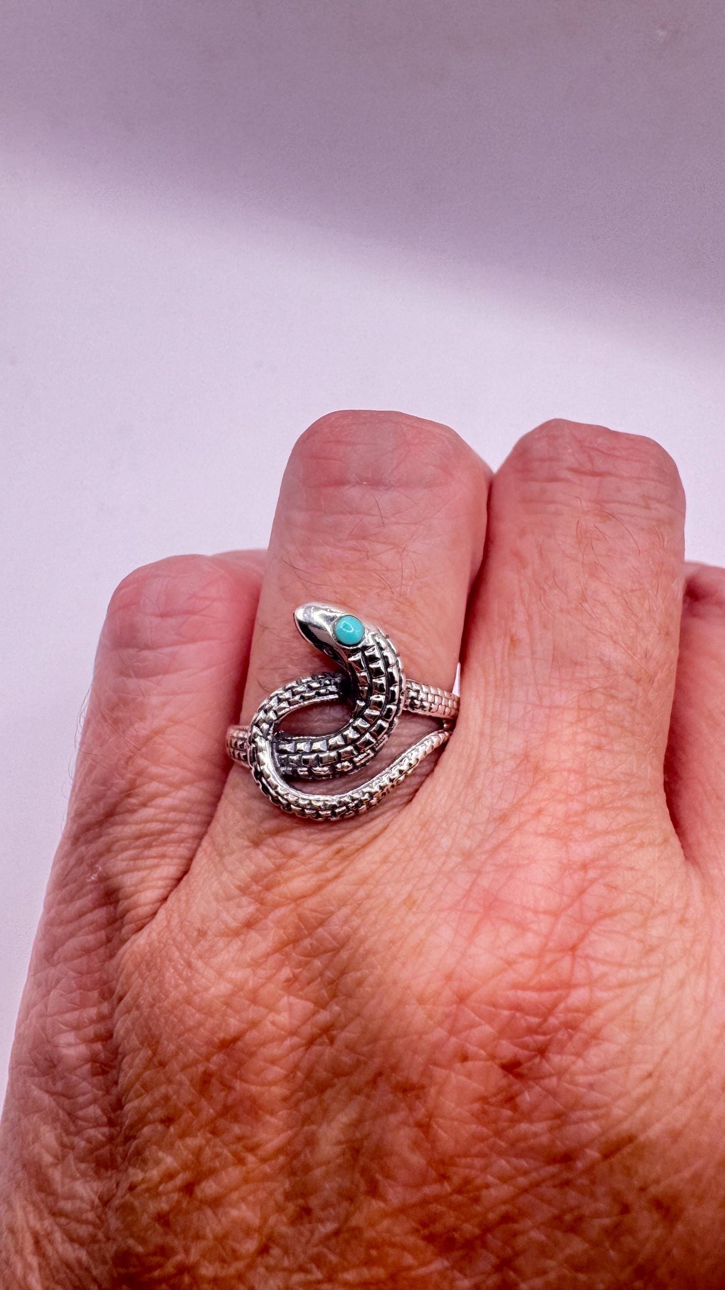 Vintage Turquoise Snake Ring 925 Sterling Silver