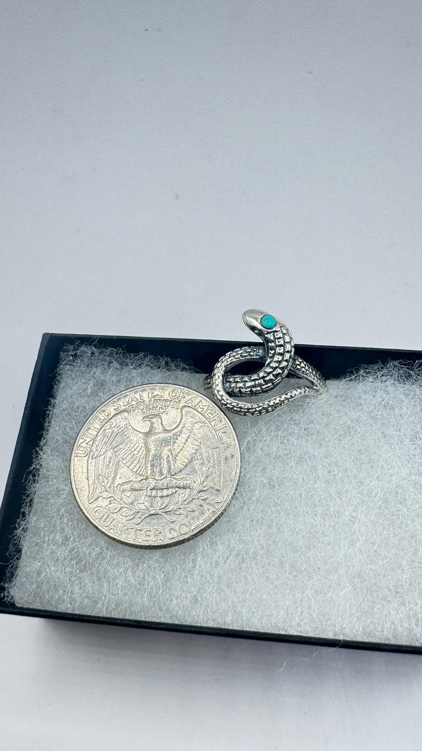 Vintage Turquoise Snake Ring 925 Sterling Silver