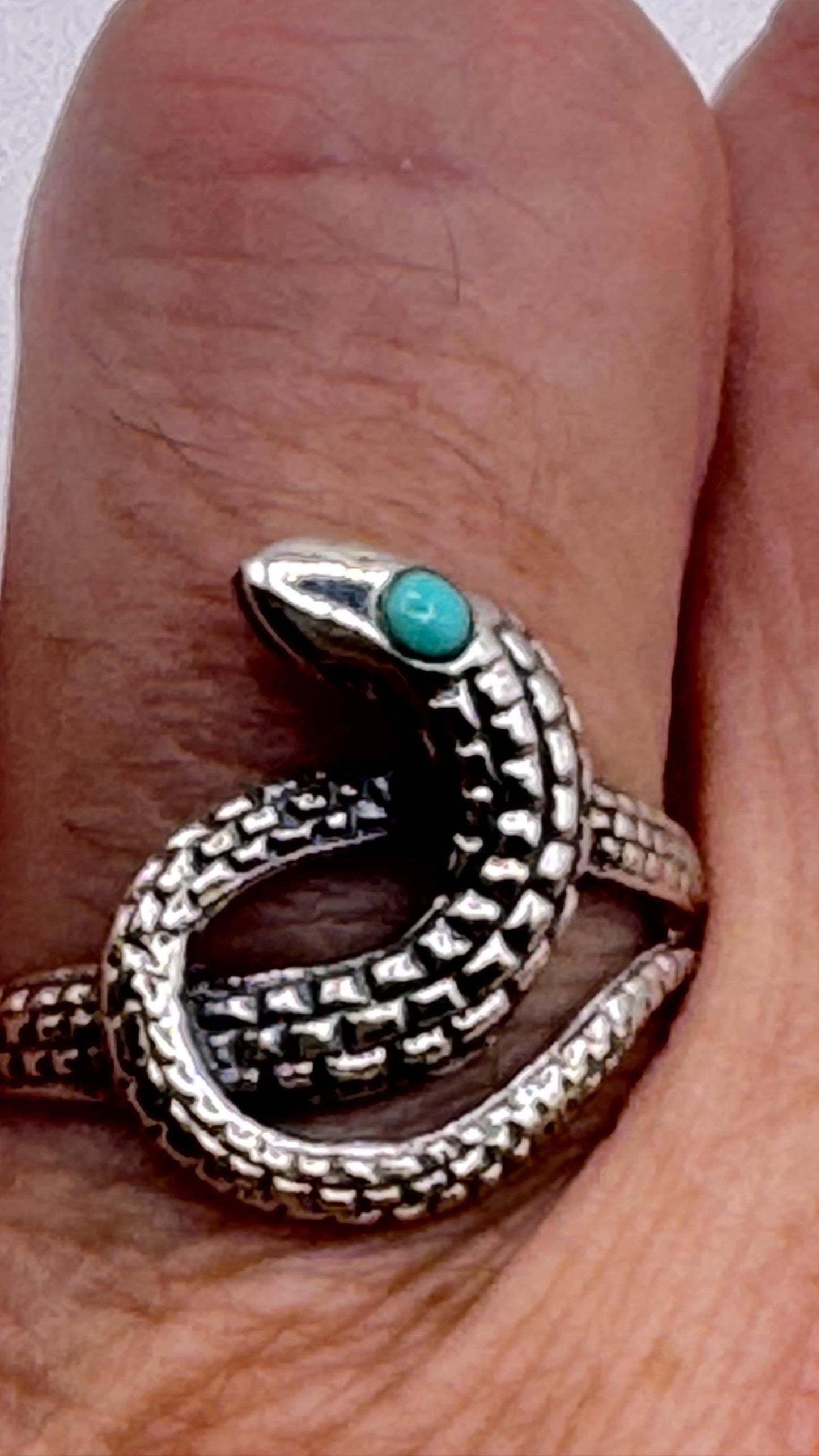 Vintage Turquoise Snake Ring 925 Sterling Silver