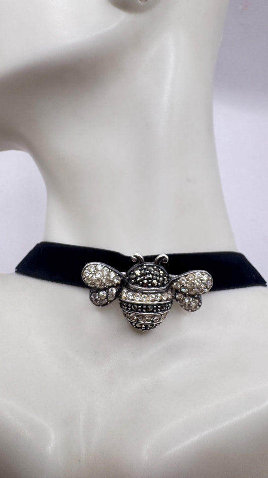 Vintage Bumble Bee Broach Pin Marcasite 925 Sterling silver