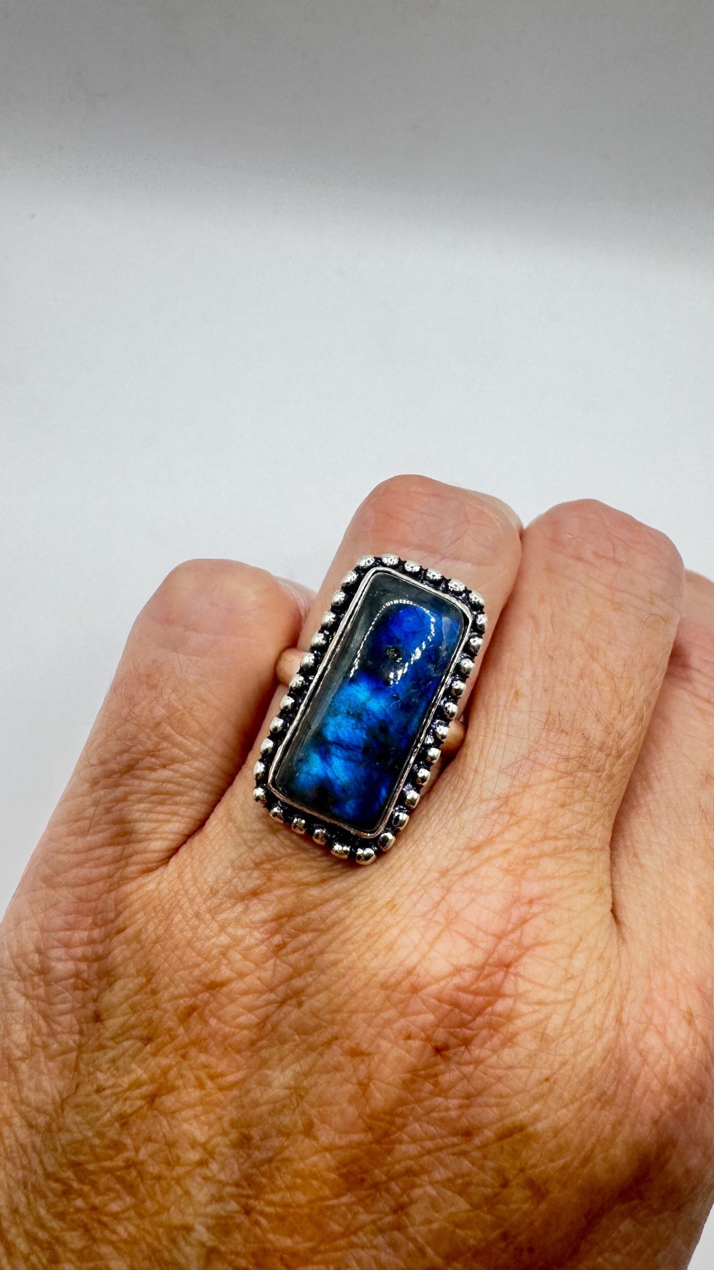 Vintage Rainbow Labradorite Statement Ring