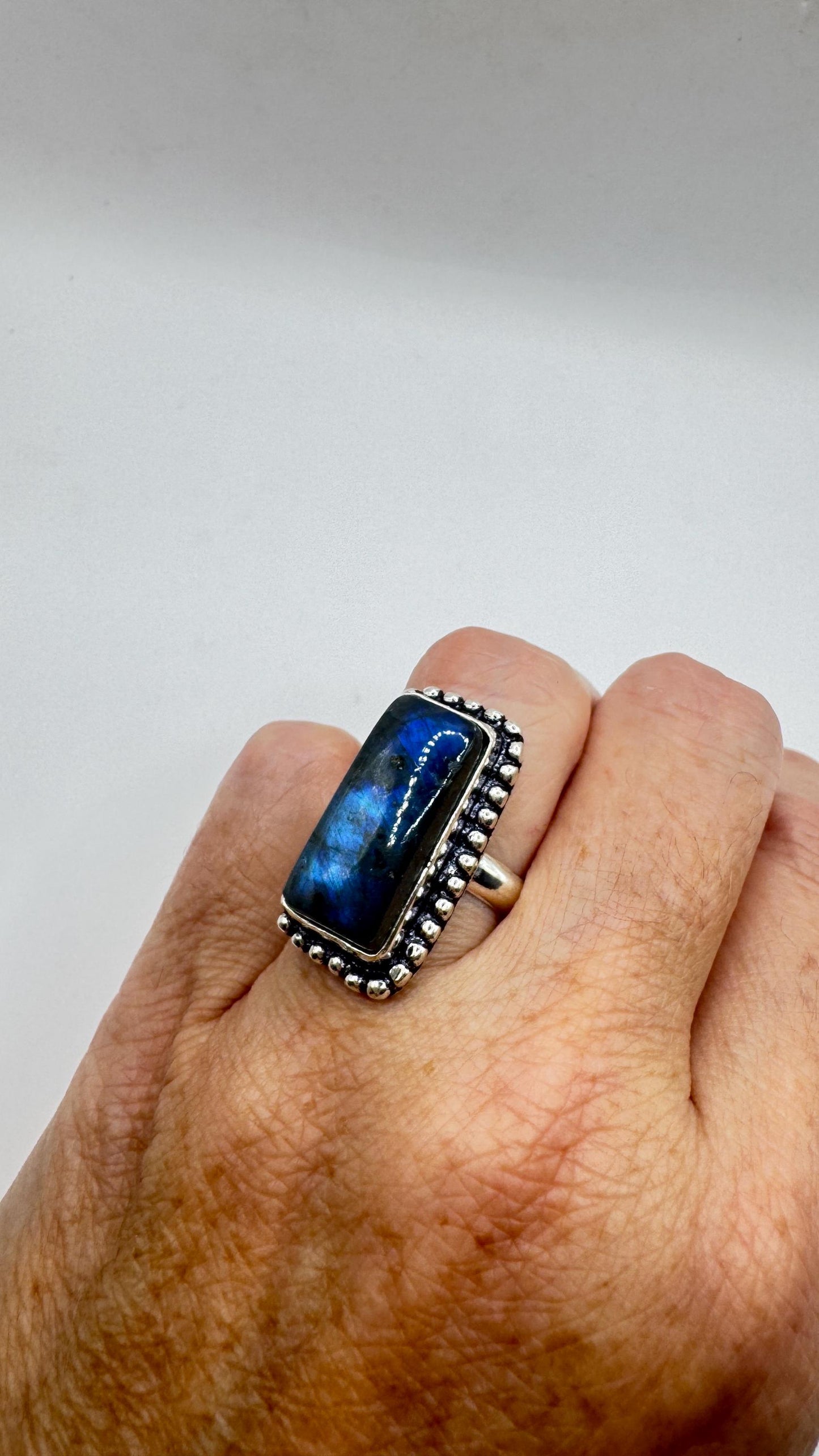 Vintage Rainbow Labradorite Statement Ring