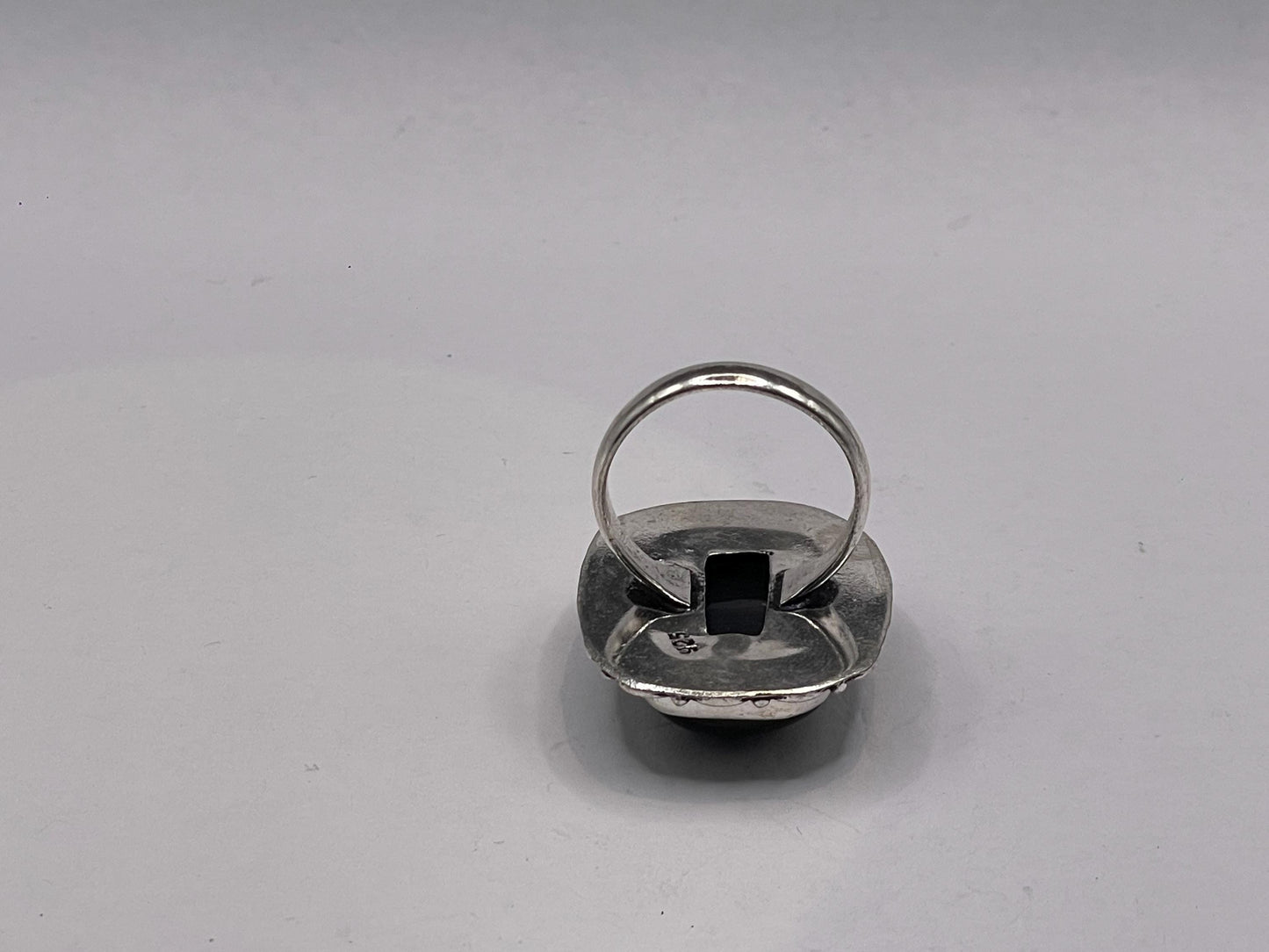 Vintage Black Catseye Silver Bronze Ring