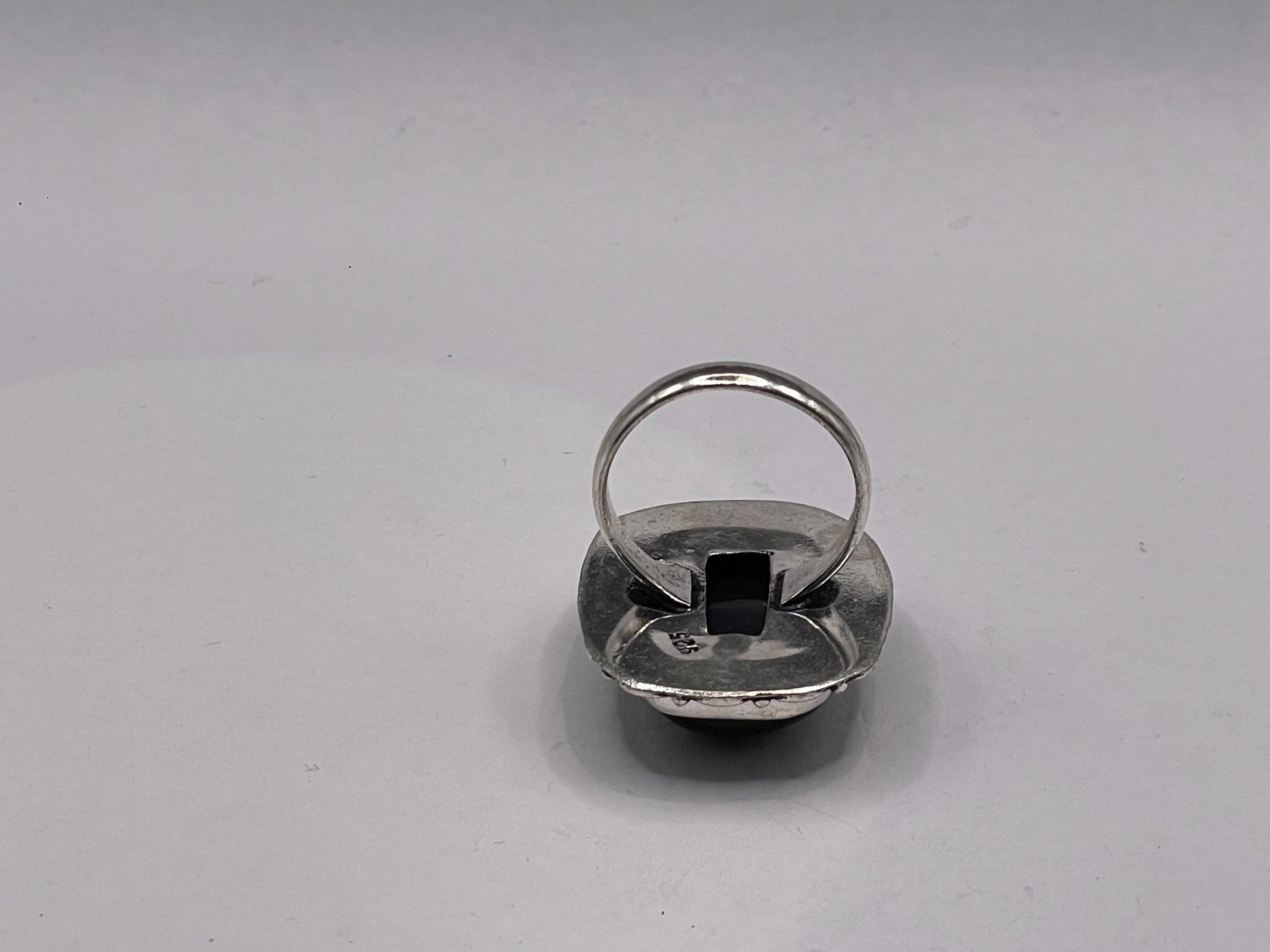 Vintage Black Catseye Silver Bronze Ring