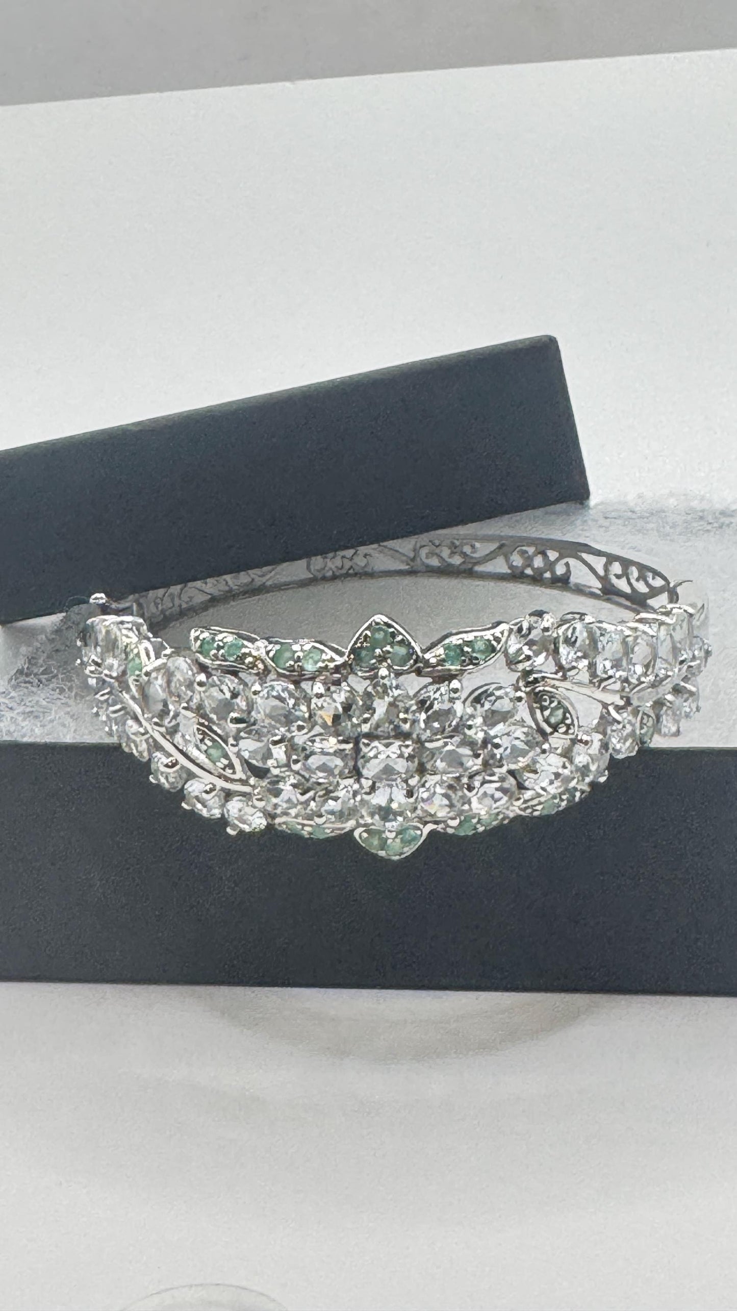 Vintage Blue Aquamarine 925 Sterling Silver Tennis Bracelet
