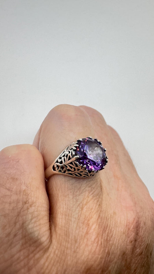 Vintage Purple Color Change Alexandrite Ring 925 Sterling Silver