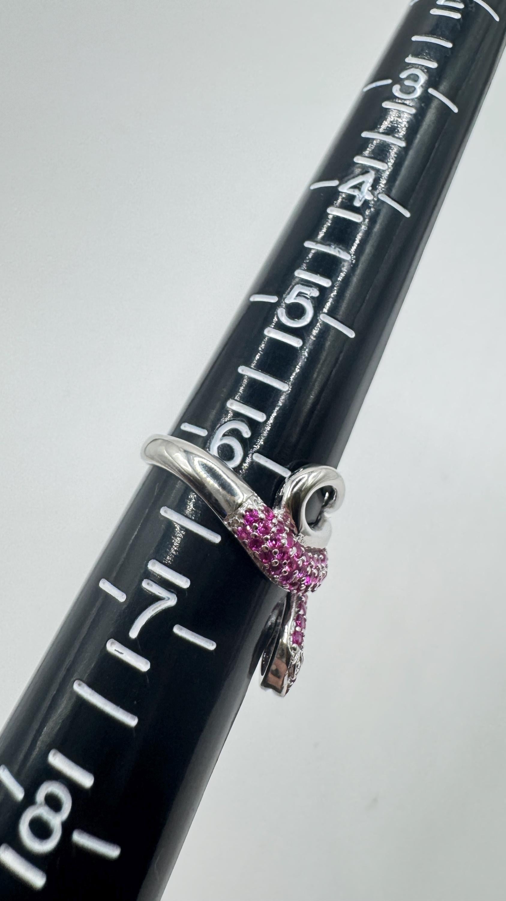 Vintage Pink Ruby Snake Ring 925 Sterling Silver