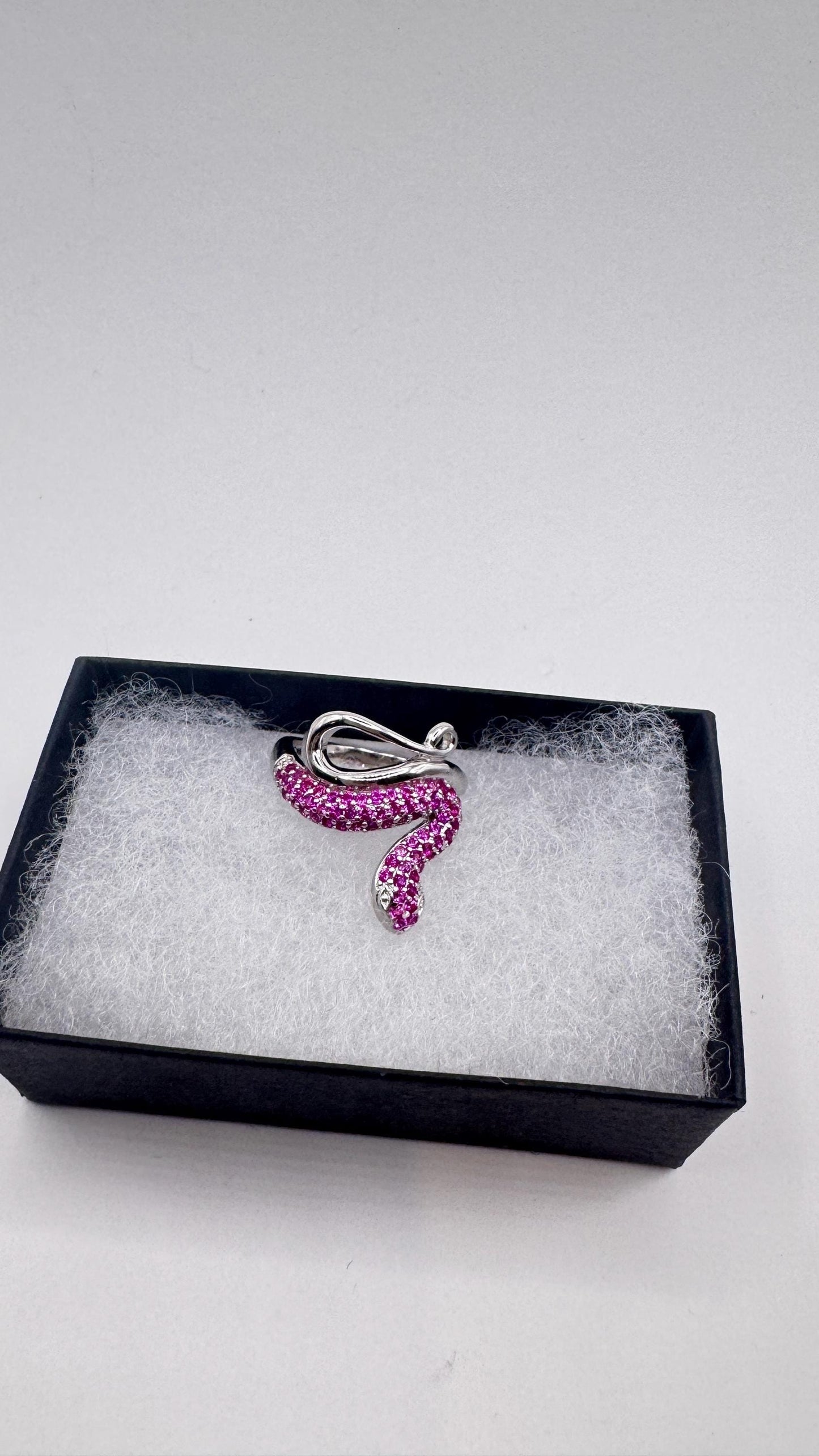 Vintage Pink Ruby Snake Ring 925 Sterling Silver