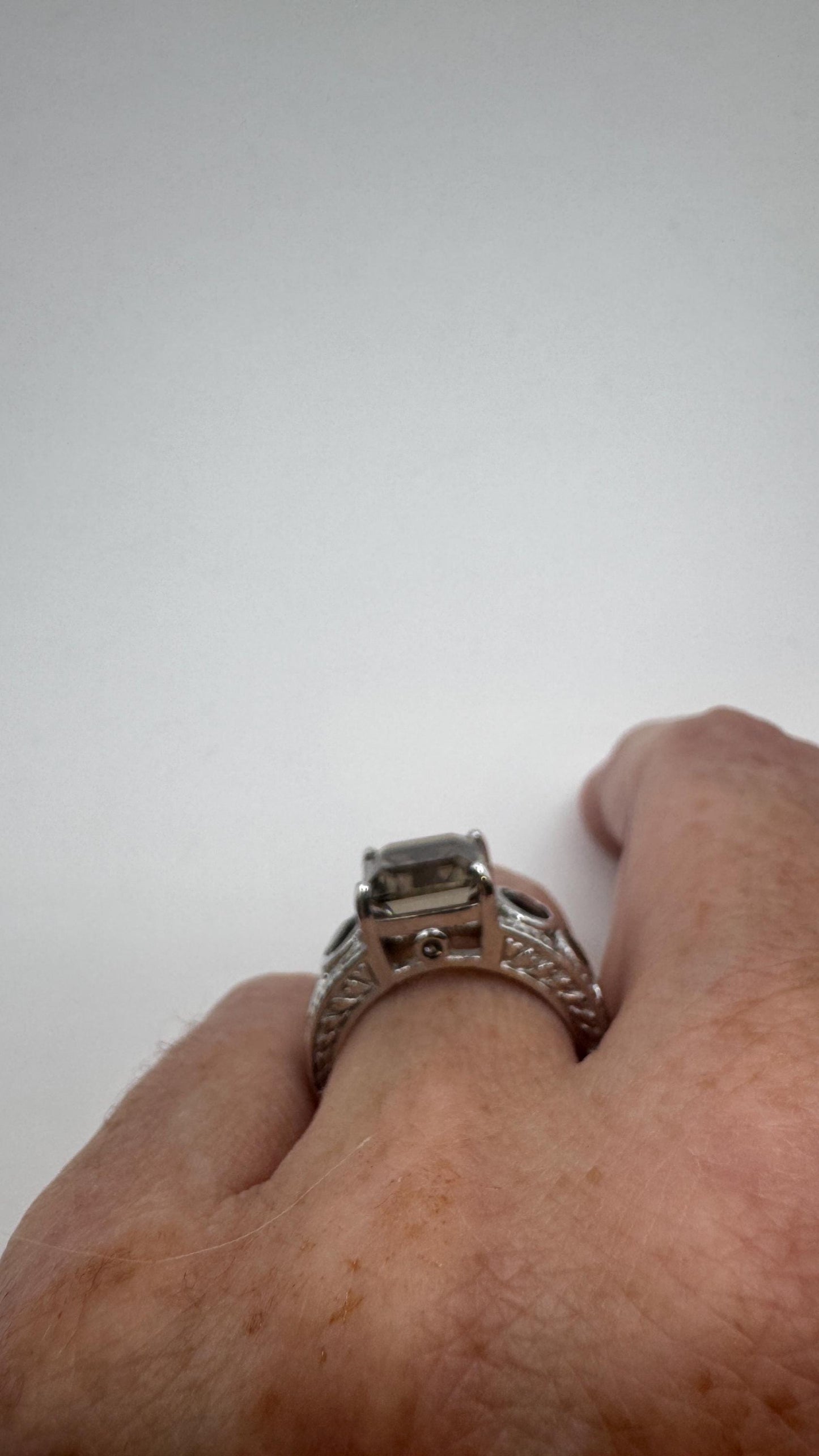 Vintage Smoky Topaz Ring 925 Sterling Silver