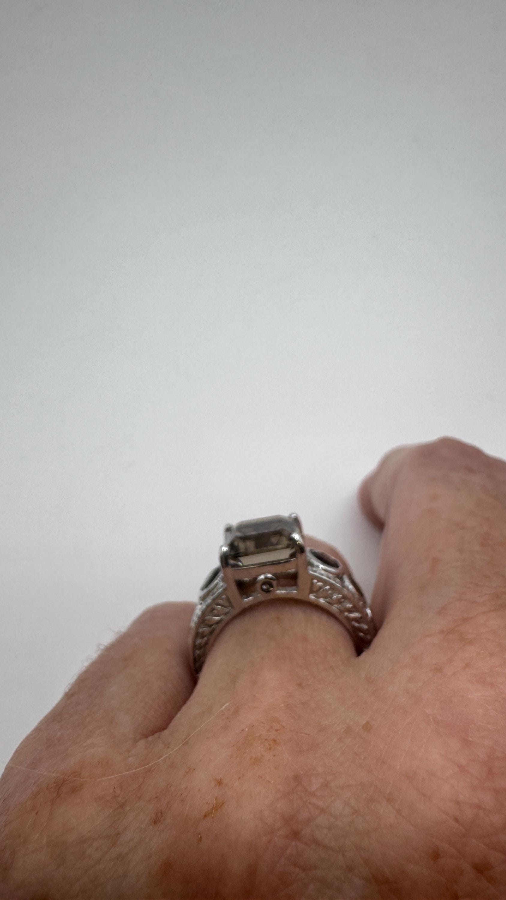 Vintage Smoky Topaz Ring 925 Sterling Silver