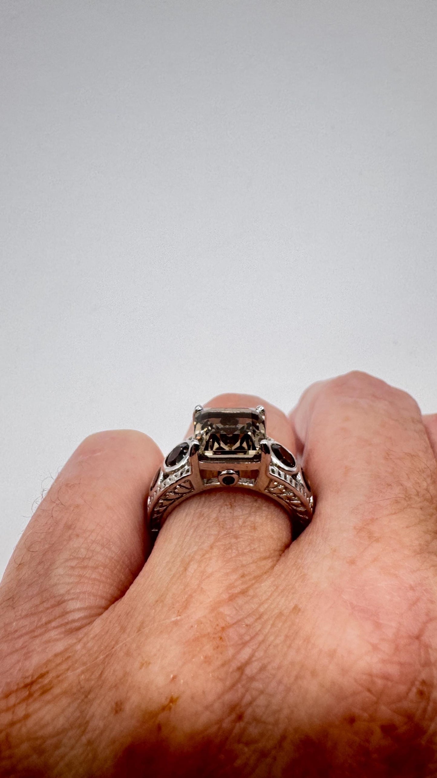 Vintage Smoky Topaz Ring 925 Sterling Silver