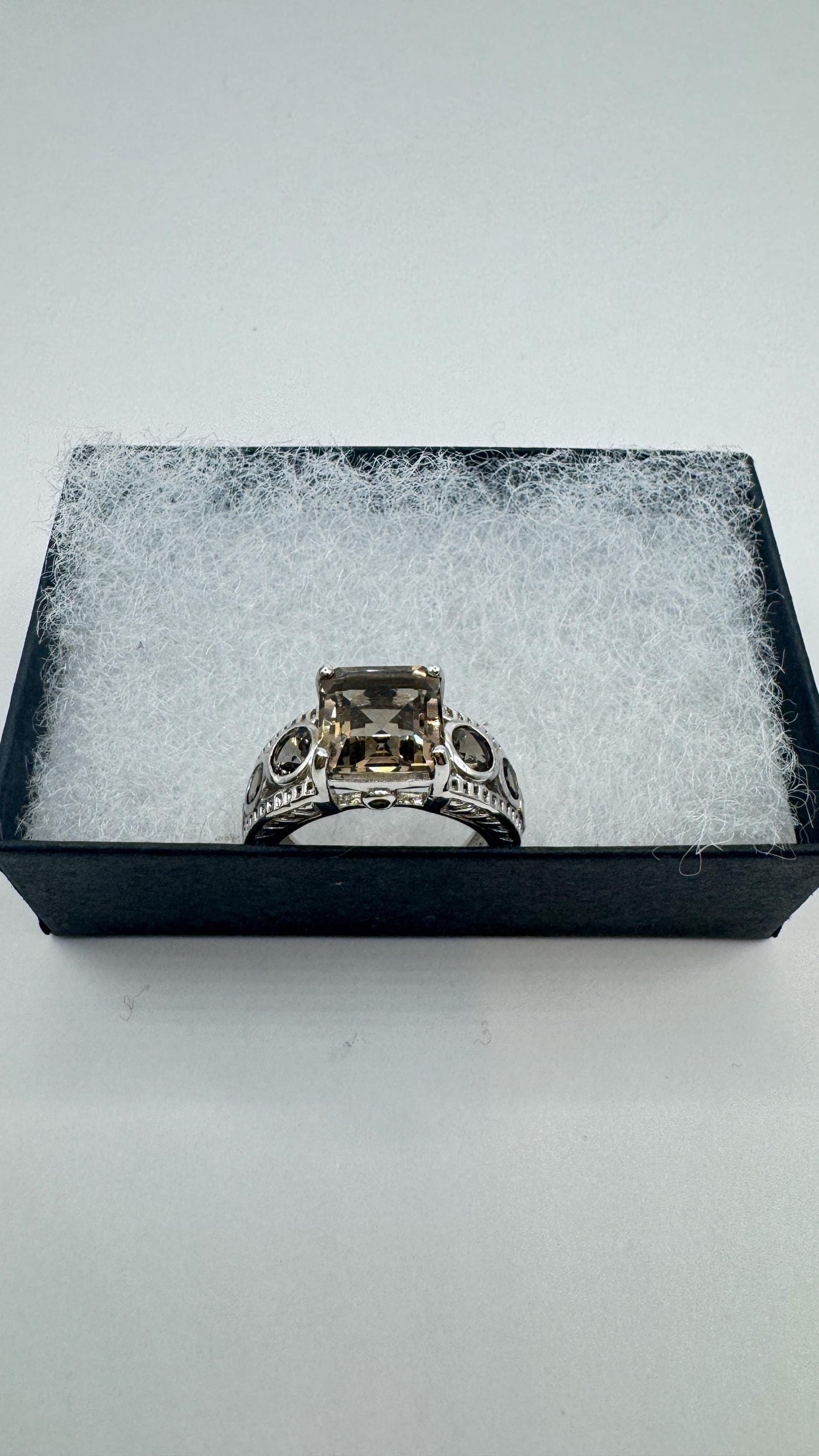 Vintage Smoky Topaz Ring 925 Sterling Silver