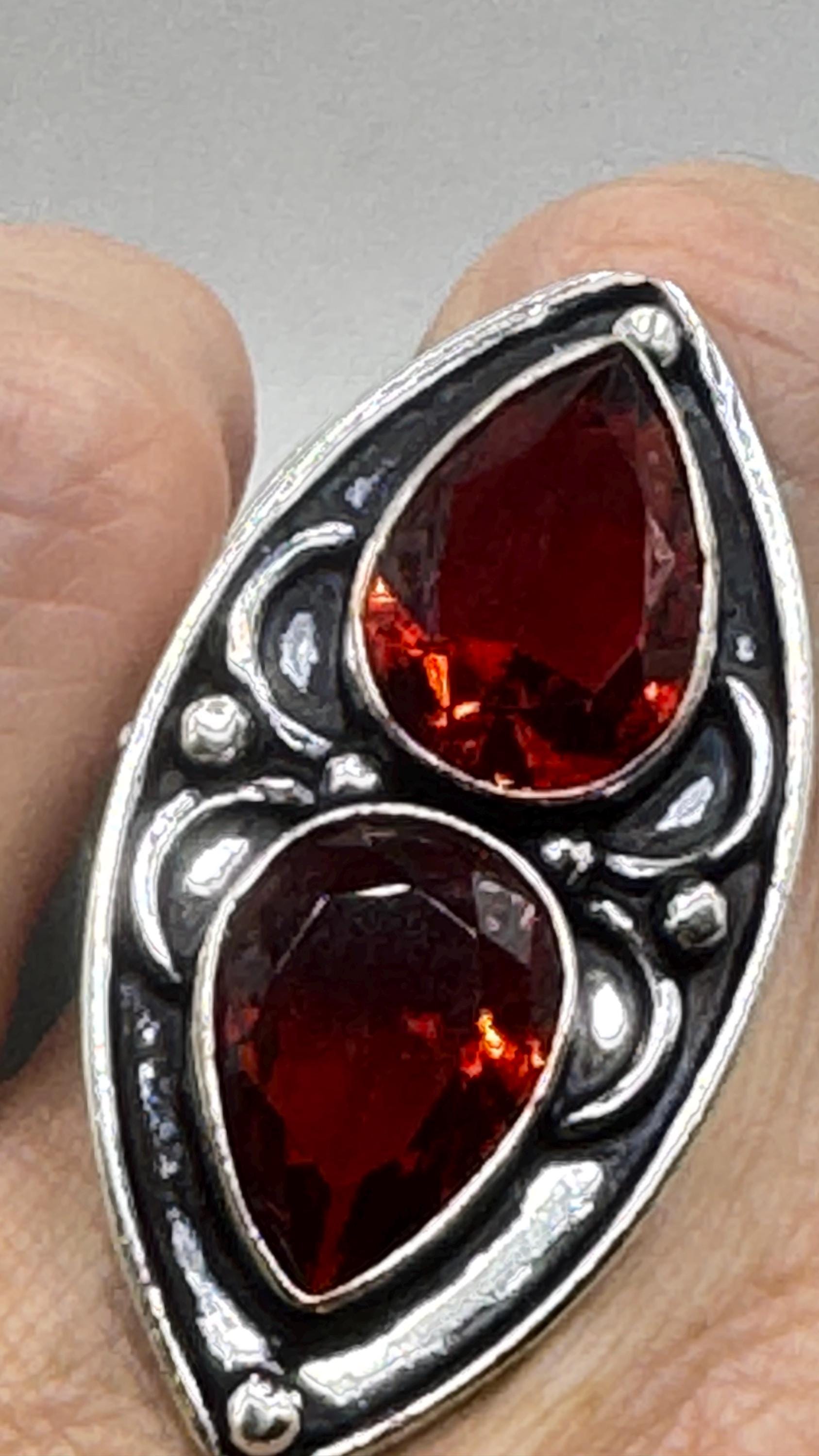Vintage Boho Ruby Glass Cocktail Ring