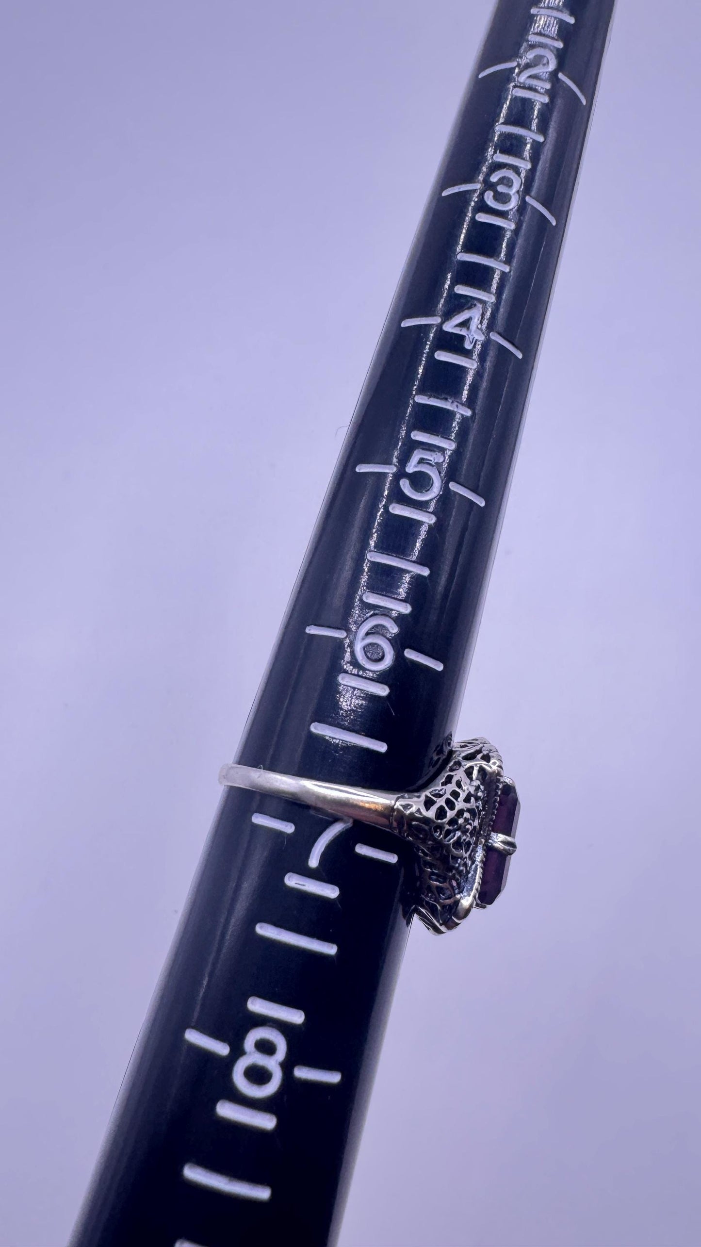 Vintage Garnet Crystal Ring 925 Sterling Silver