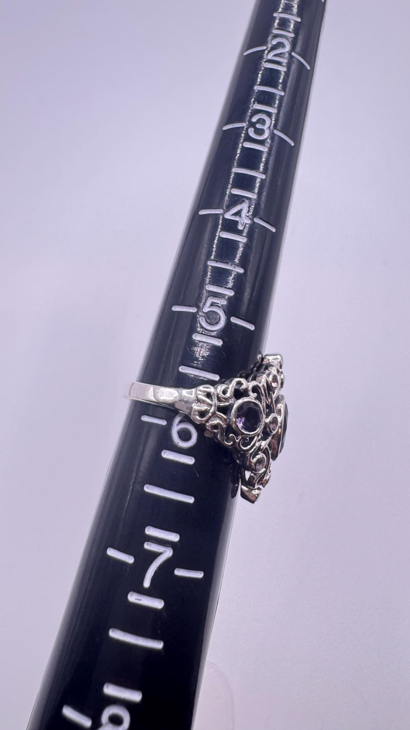 Vintage Amethyst White Fire Opal Ring 925 Sterling Silver