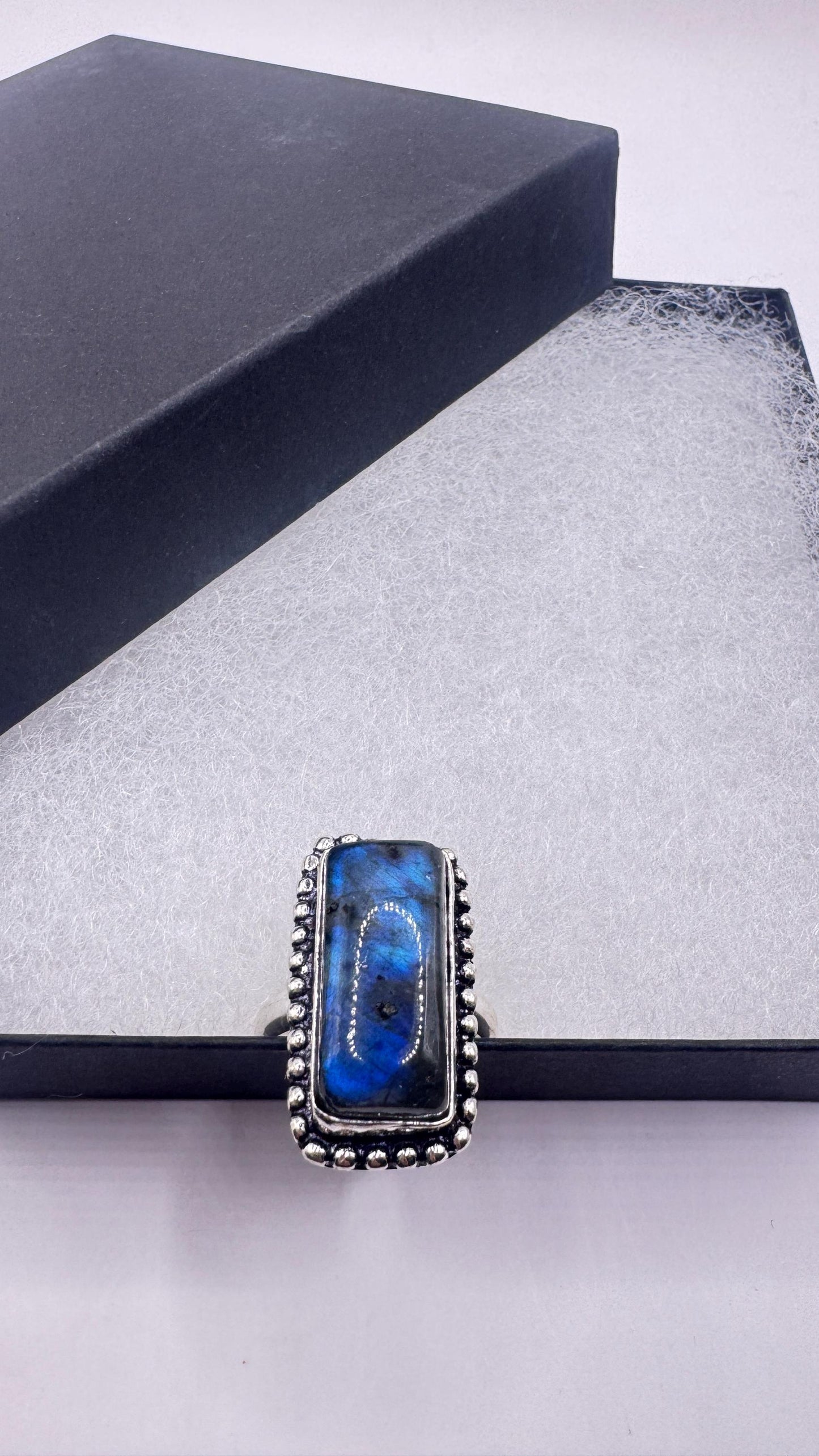 Vintage Rainbow Labradorite Statement Ring