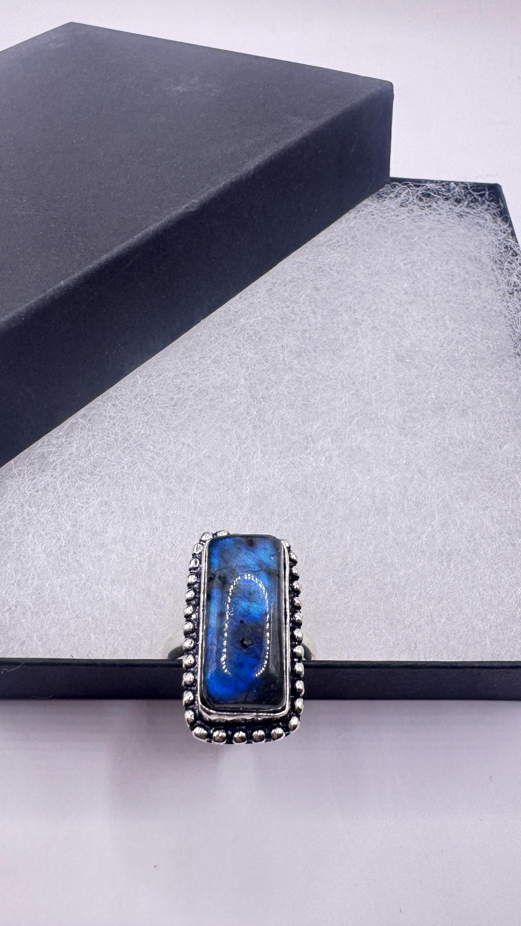 Vintage Rainbow Labradorite Statement Ring