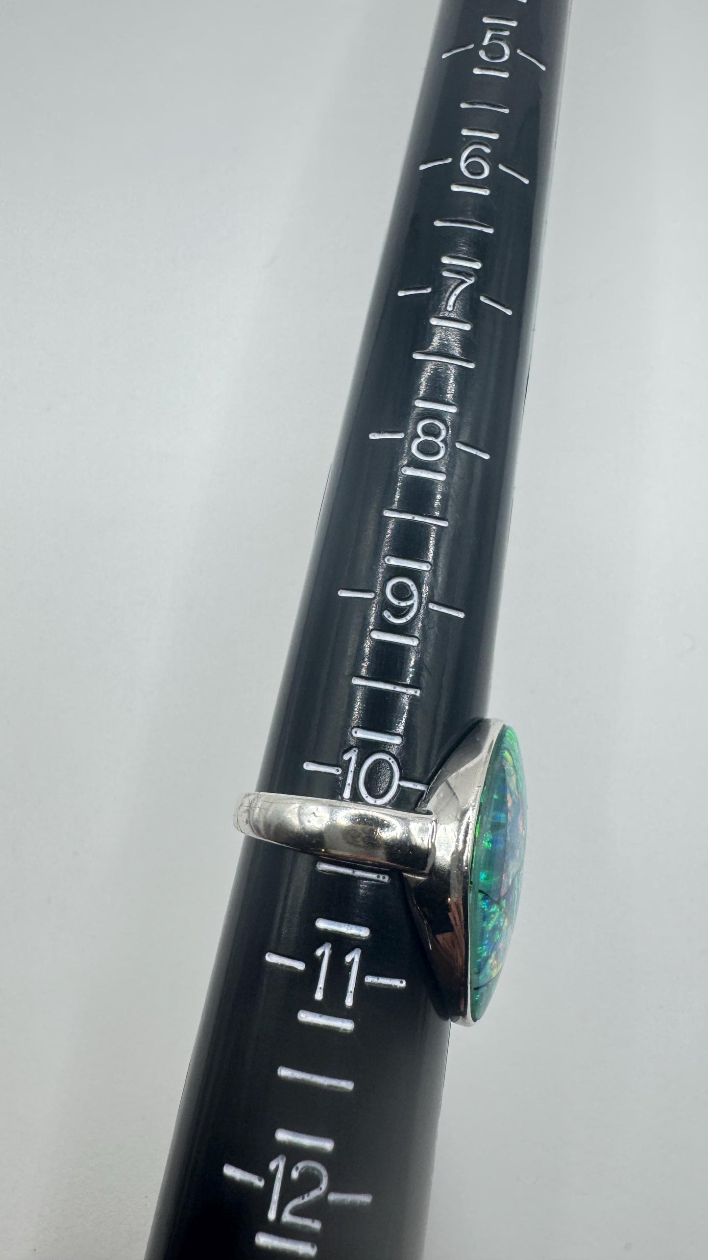 Vintage Blue Fire Opal Mosaic 925 Sterling Silver Inlay Ring Size 10