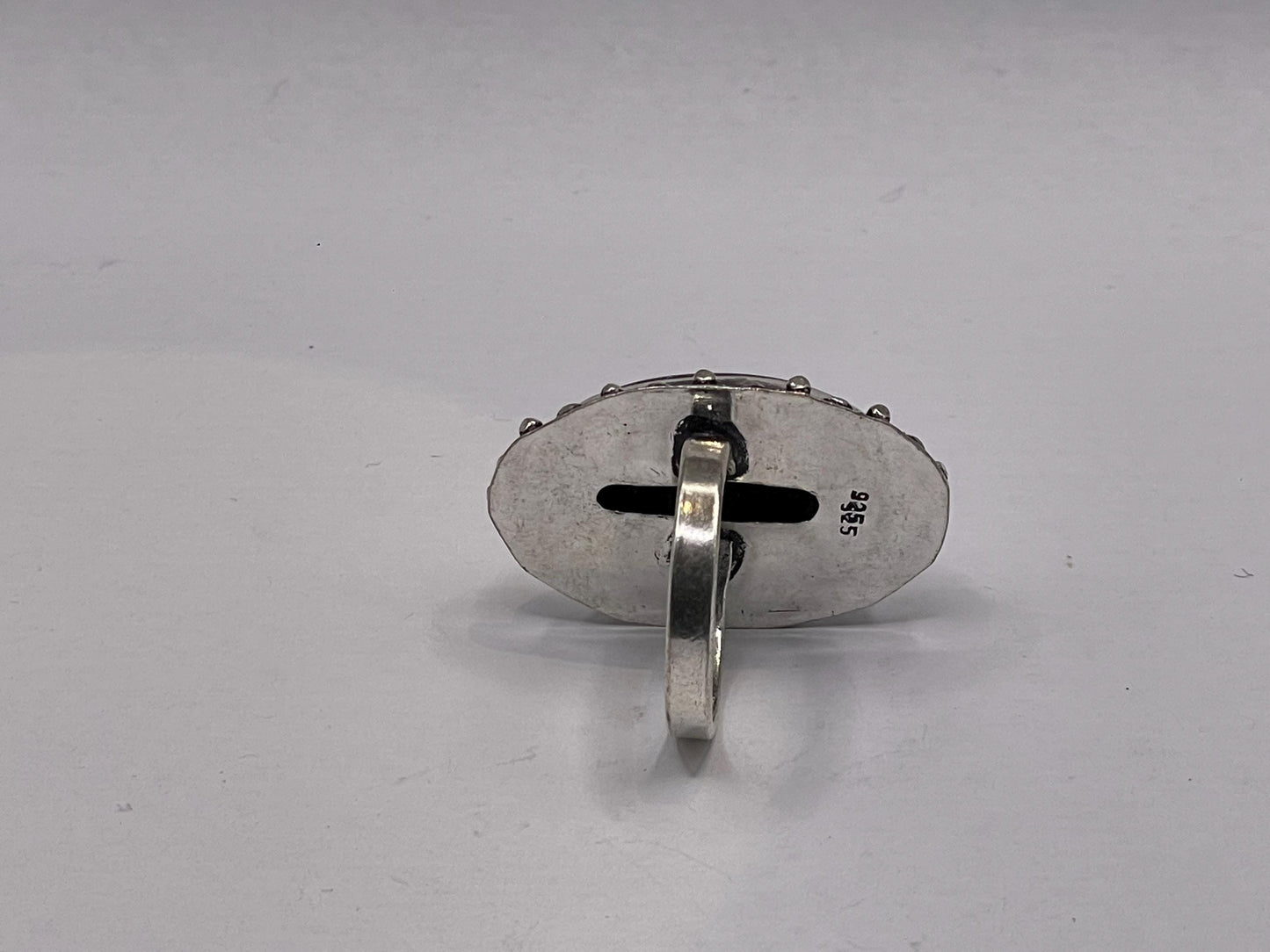 Vintage Black Goldstone Silver Bronze Ring