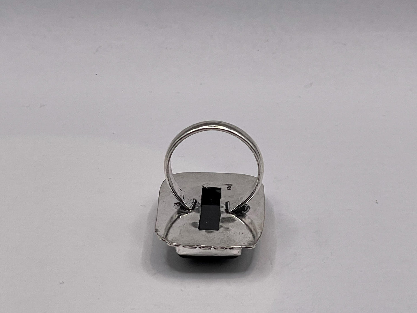 Vintage Black Goldstone Silver Bronze Ring