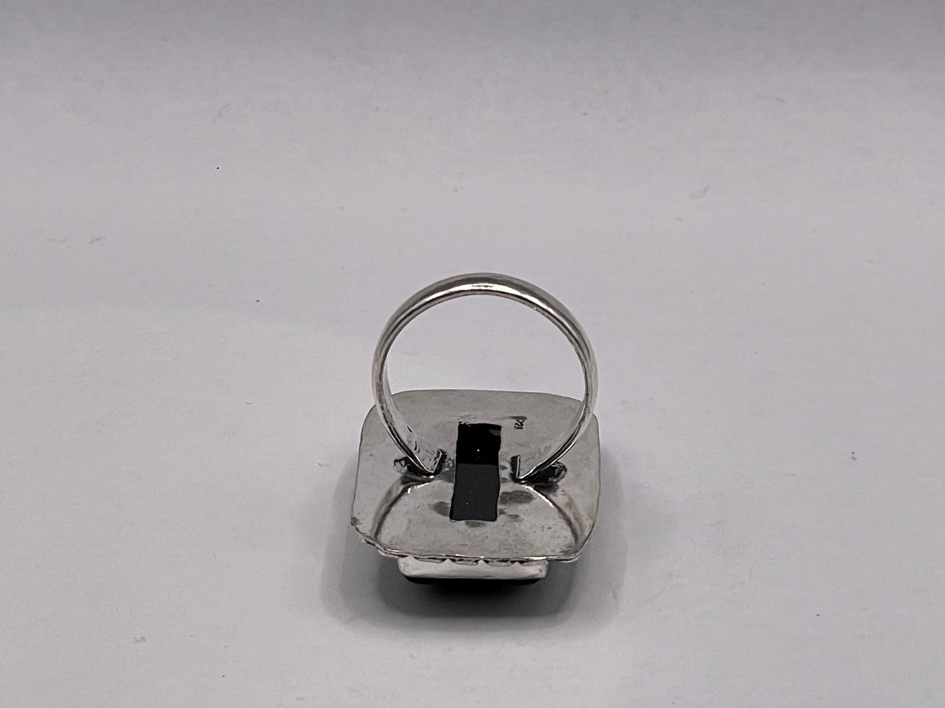 Vintage Black Goldstone Silver Bronze Ring