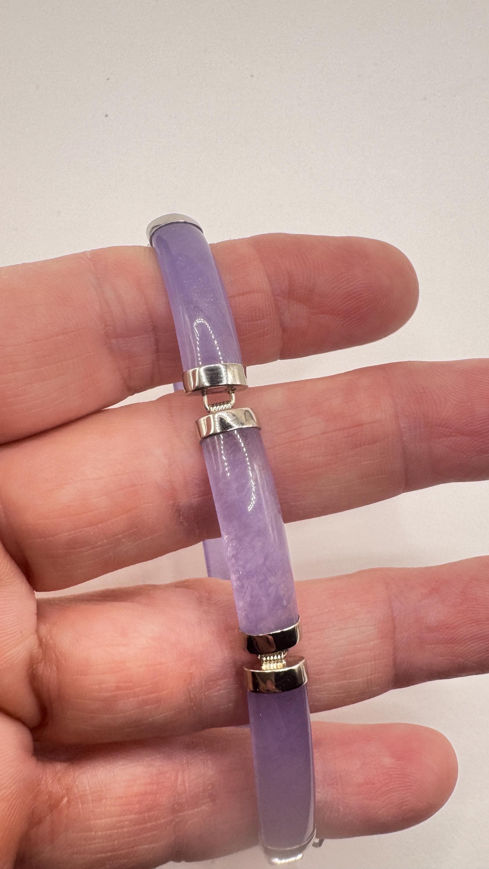 Vintage Purple Jade Tennis Bracelet in 925 Sterling Silver