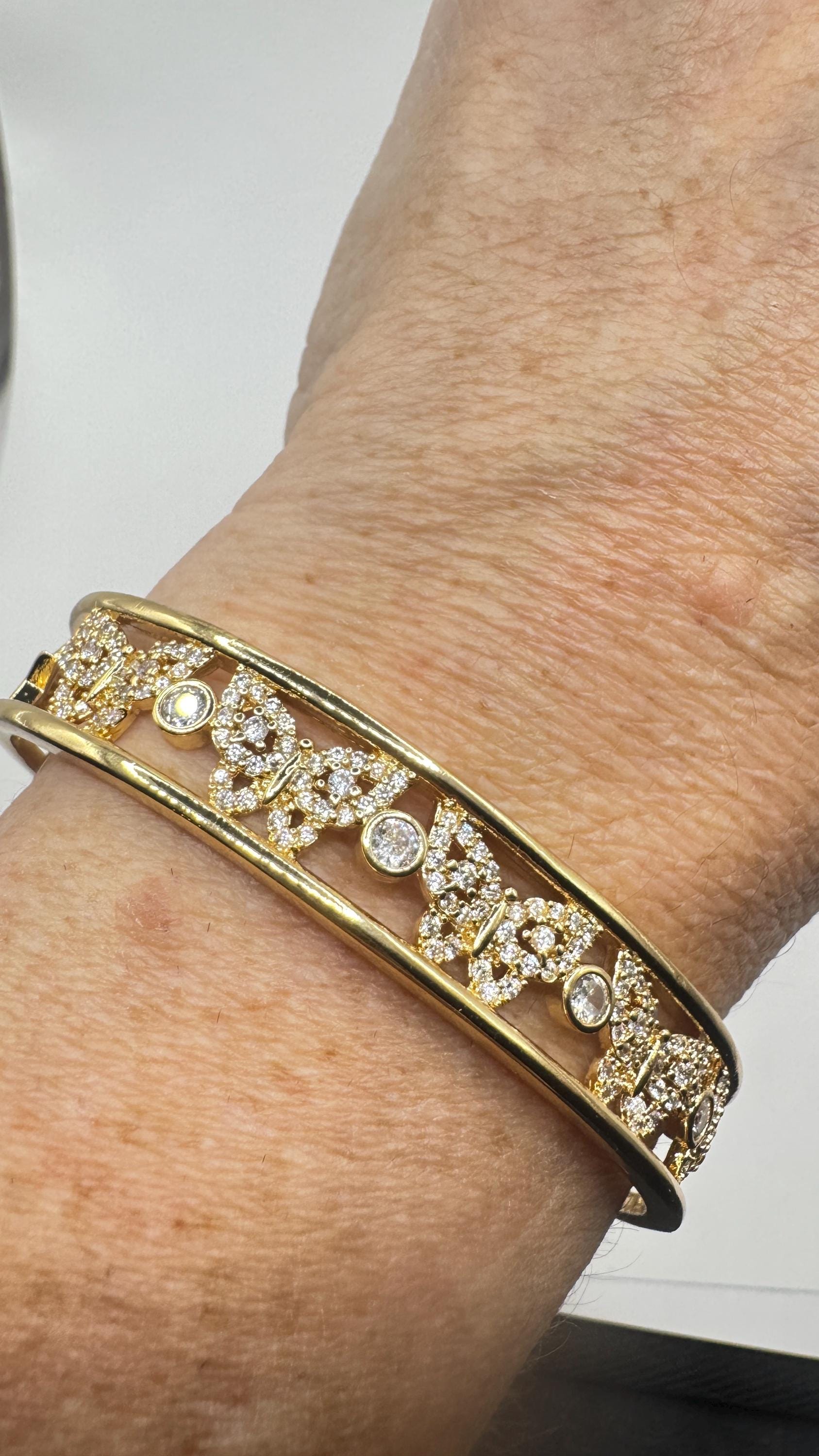 Vintage Butterfly Bangle Bracelet 9k Gold filled
