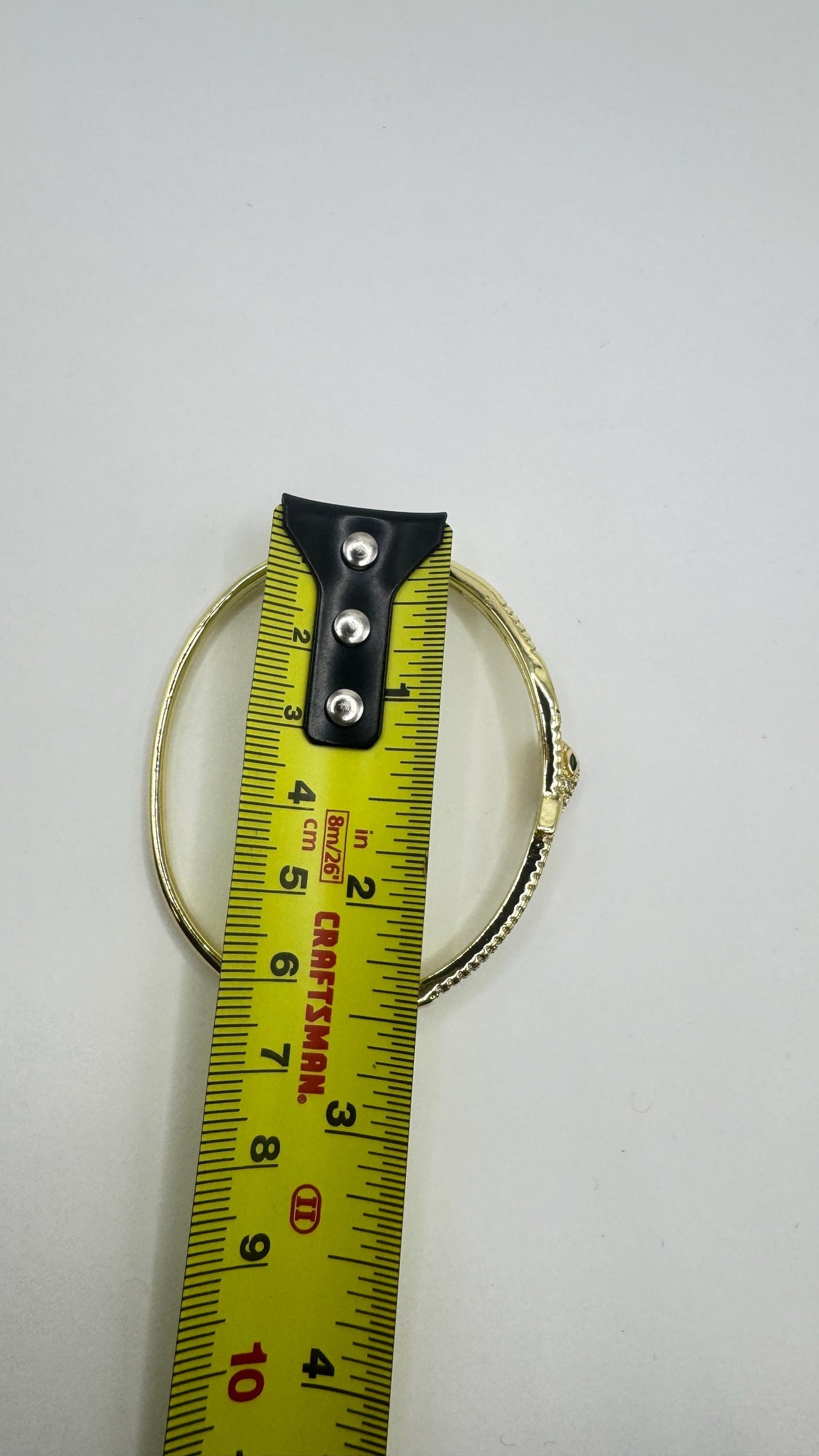 Vintage Snake Bangle Bracelet Gold filled Green Crystal Eyes