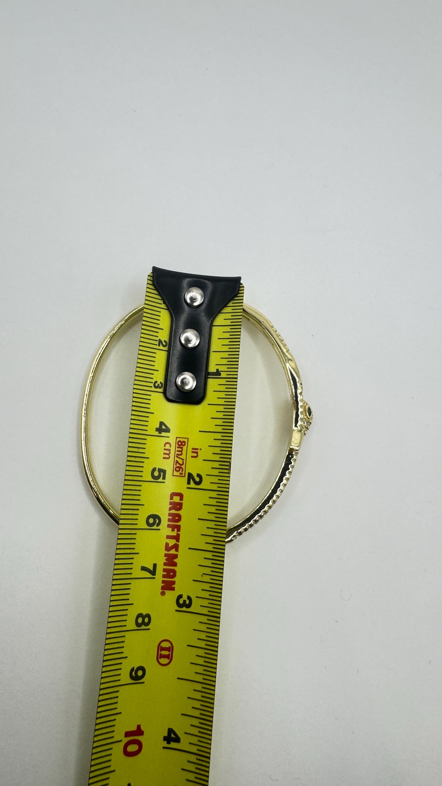 Vintage Snake Bangle Bracelet Gold filled Green Crystal Eyes