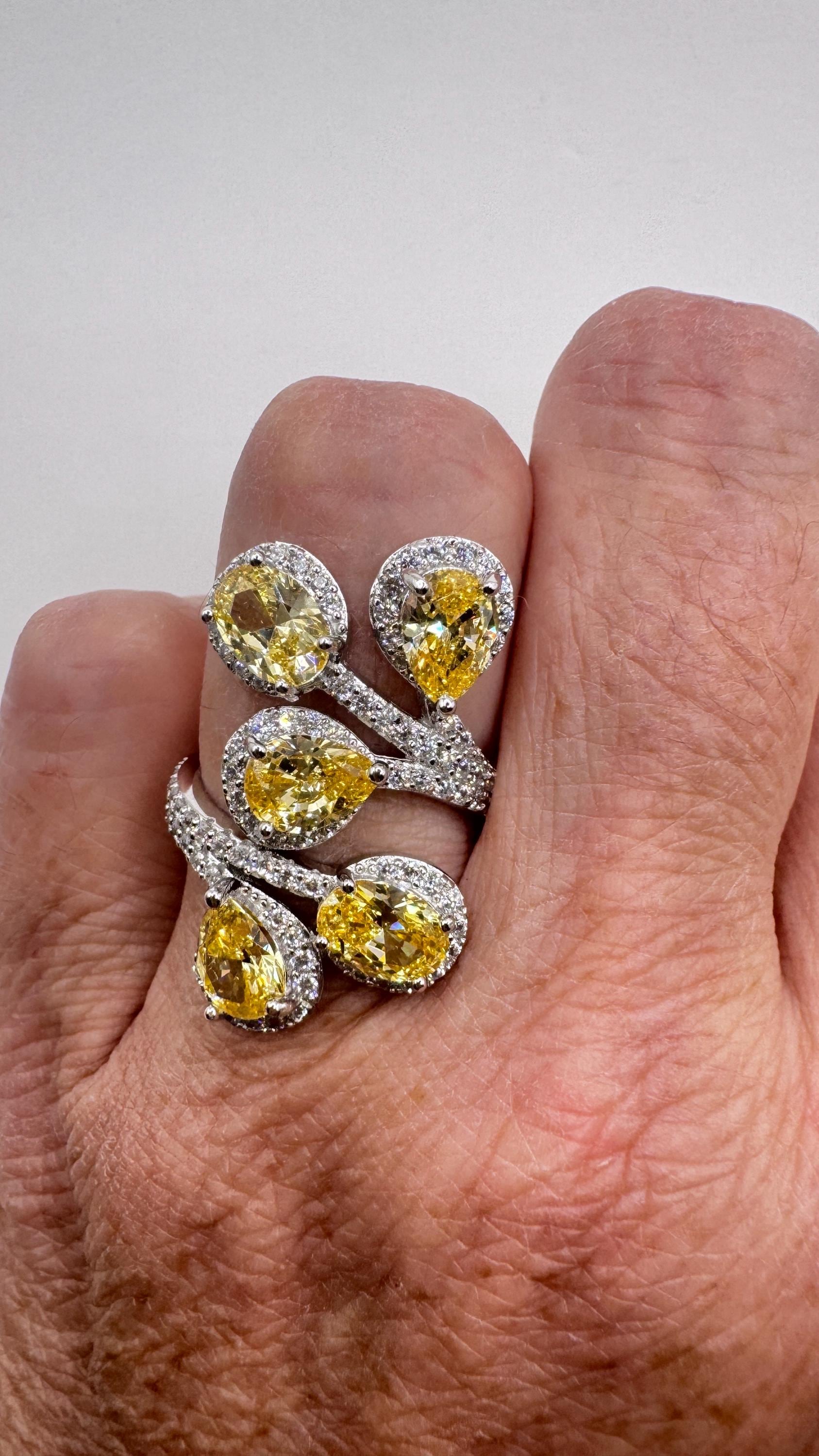 Vintage Green Cubic Zirconia Crystal 925 Sterling Silver Ring Adjustable