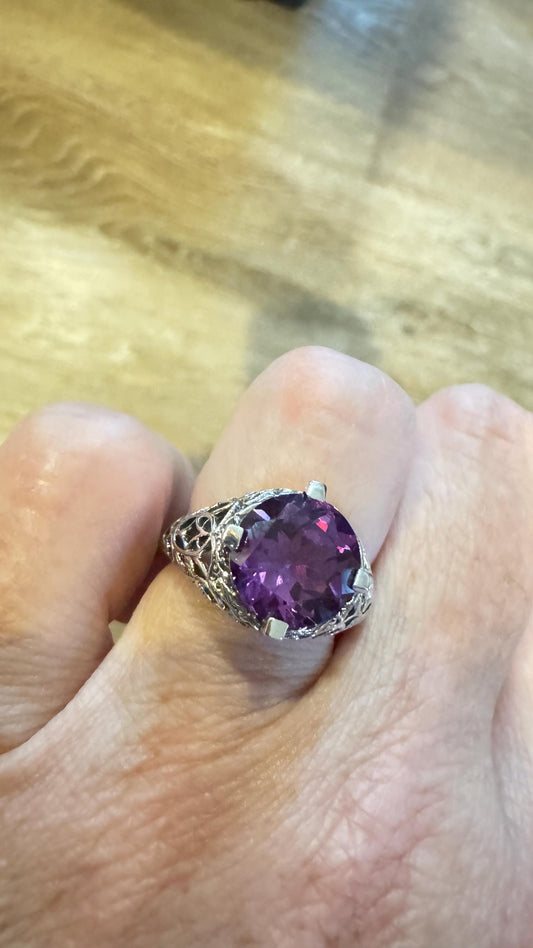 Vintage Purple Color Change Alexandrite Ring 925 Sterling Silver