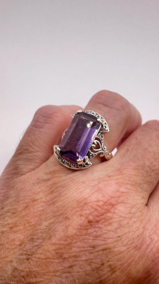 Vintage Purple Color Change Alexandrite Ring 925 Sterling Silver
