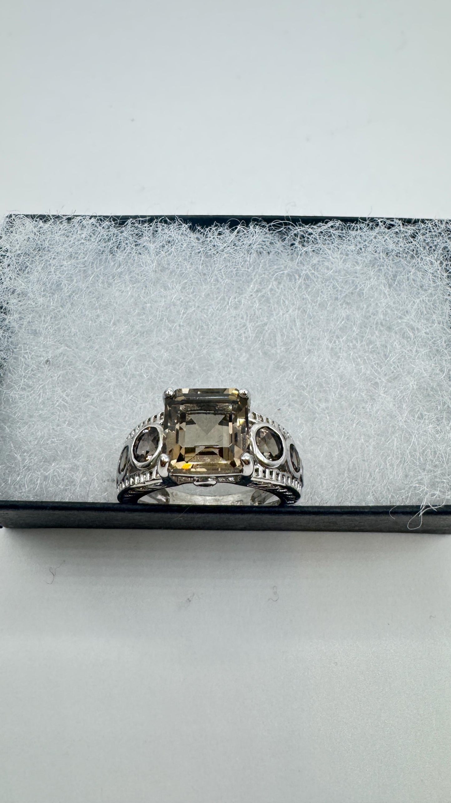 Vintage Smoky Topaz Ring 925 Sterling Silver