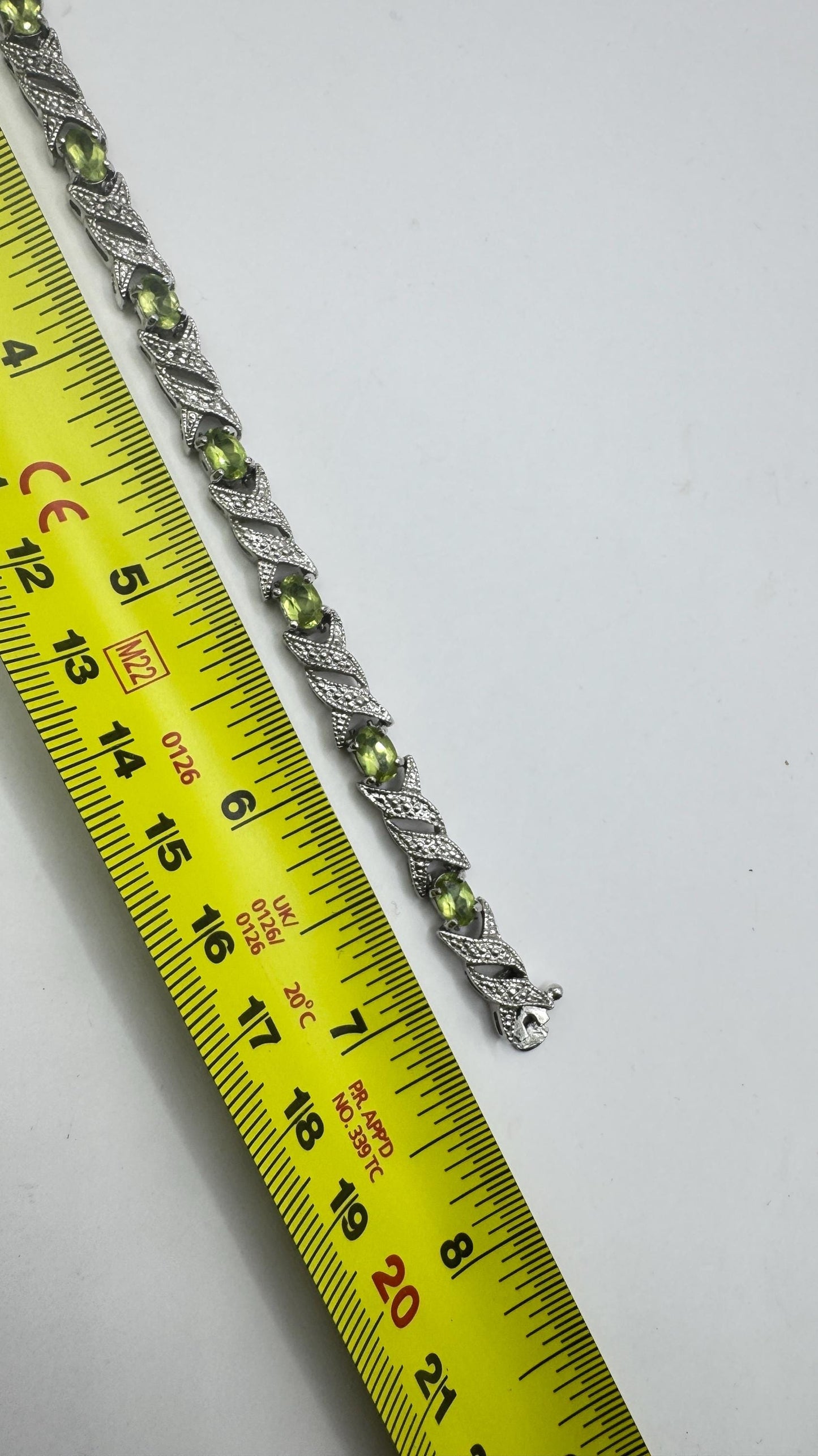 Vintage Green Peridot Diamond Chip Bracelet 925 Sterling Silver