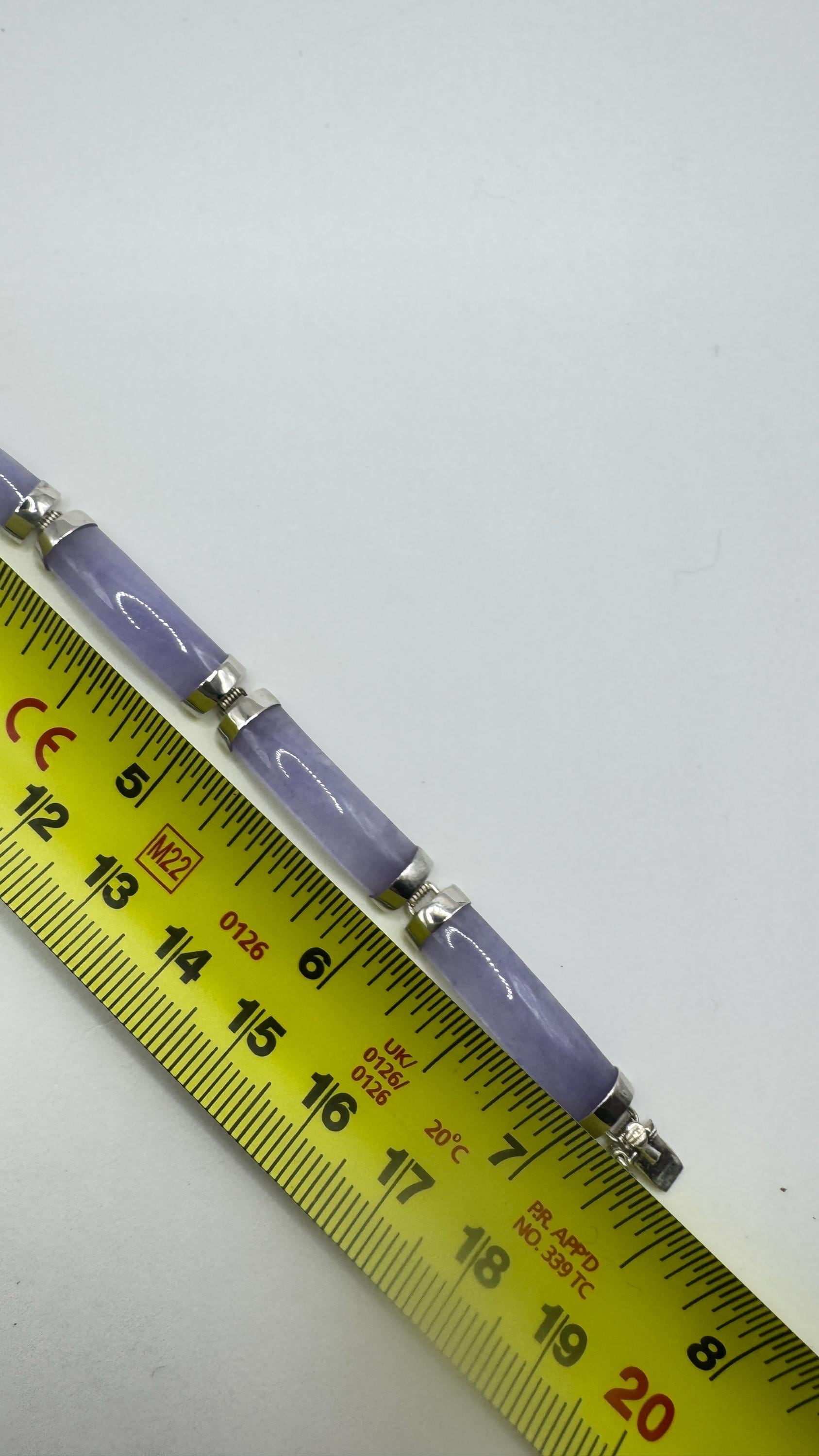 Vintage Purple Jade Tennis Bracelet in 925 Sterling Silver