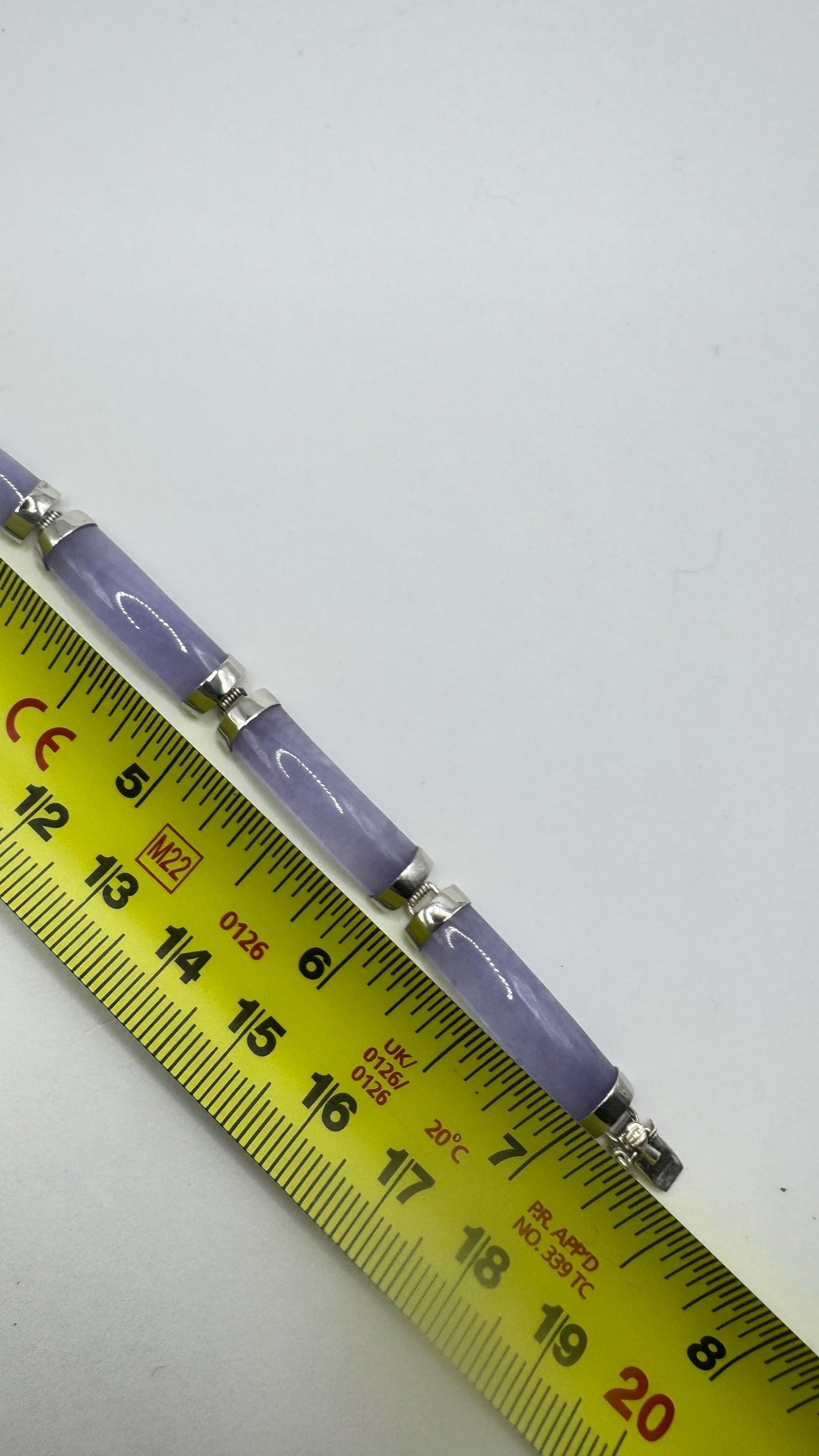 Vintage Purple Jade Tennis Bracelet in 925 Sterling Silver