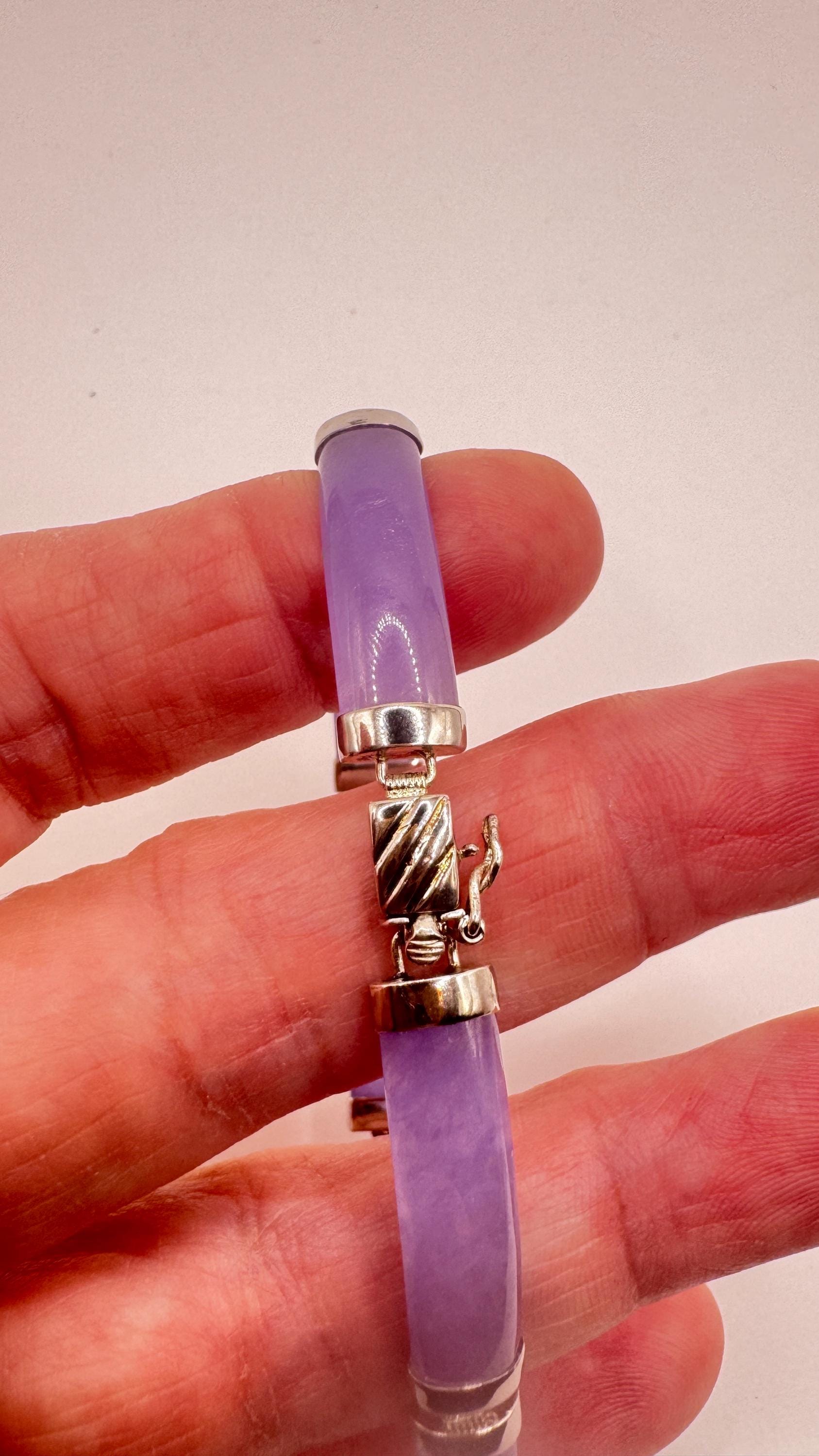 Vintage Purple Jade Tennis Bracelet in 925 Sterling Silver